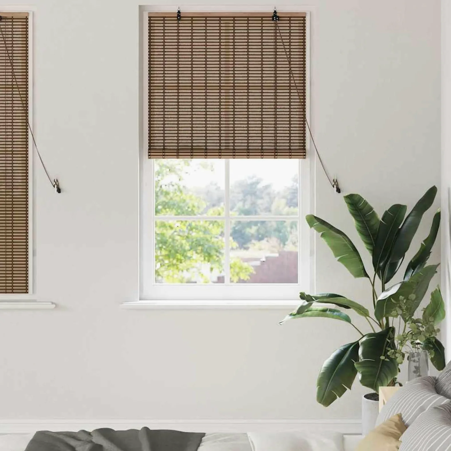 Gecheer Store plissé en bambou - 100 x 160 cm - Pare-vue - Protection solaire - Marron