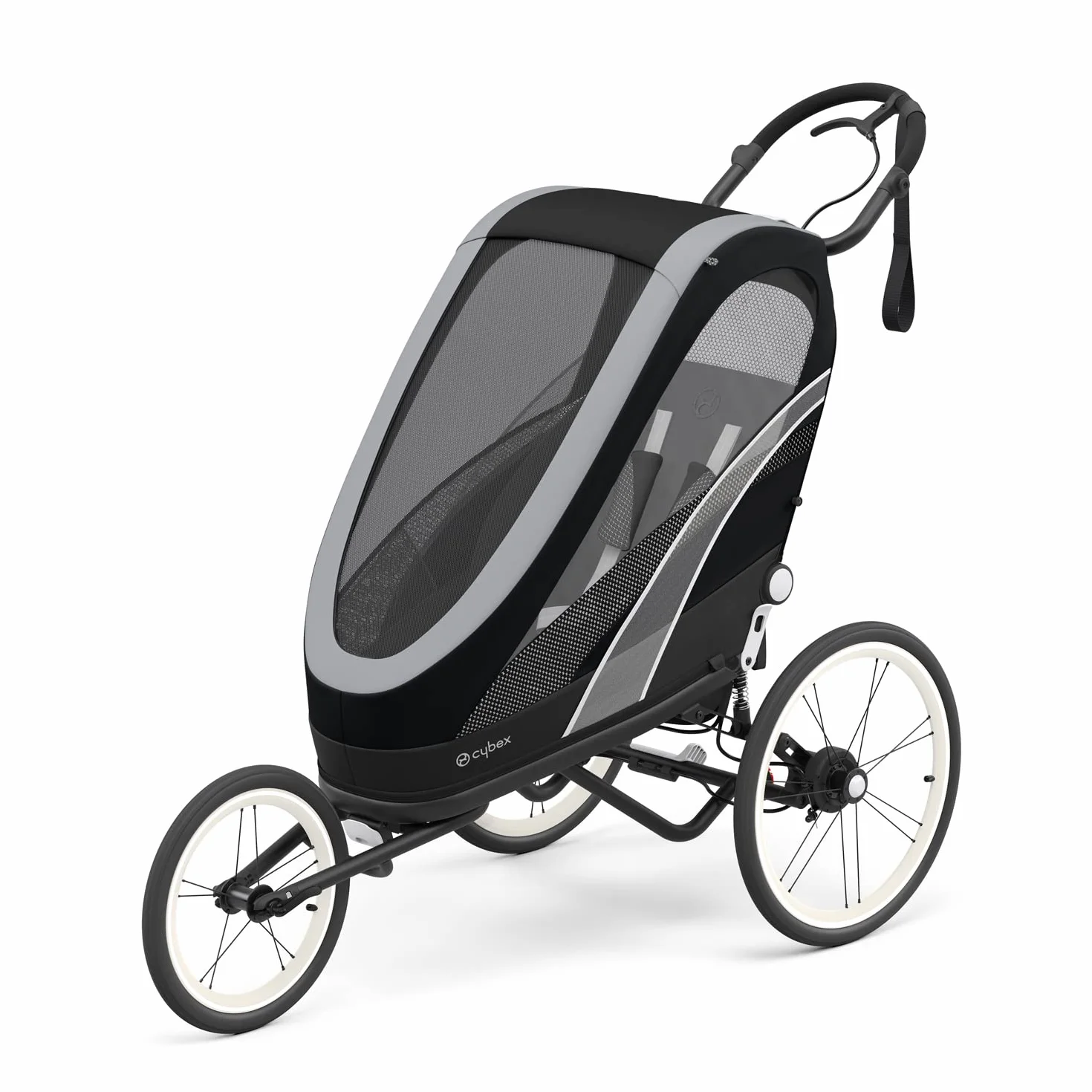 Cybex Remorque Multisport ZENO One Box Cadre Siège Poussette sport 4-en-1 Noir Black All Black
