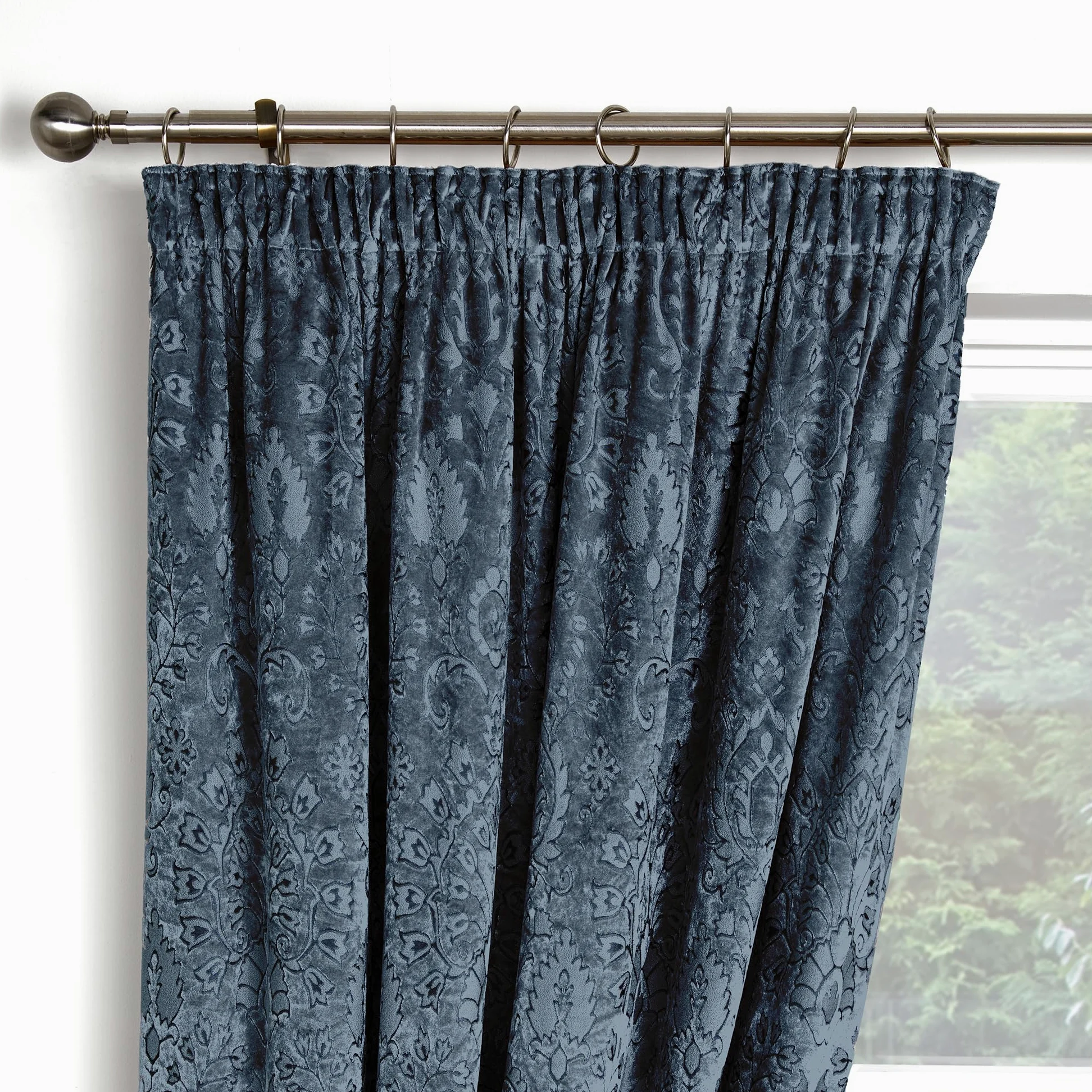 Curtina - Rideaux damassés en Velours Bleu Marine - 168 x 229 cm - 2 embrasses incluses - 2 Panneaux - Tissé en Bleu Marine - Rideaux de Luxe