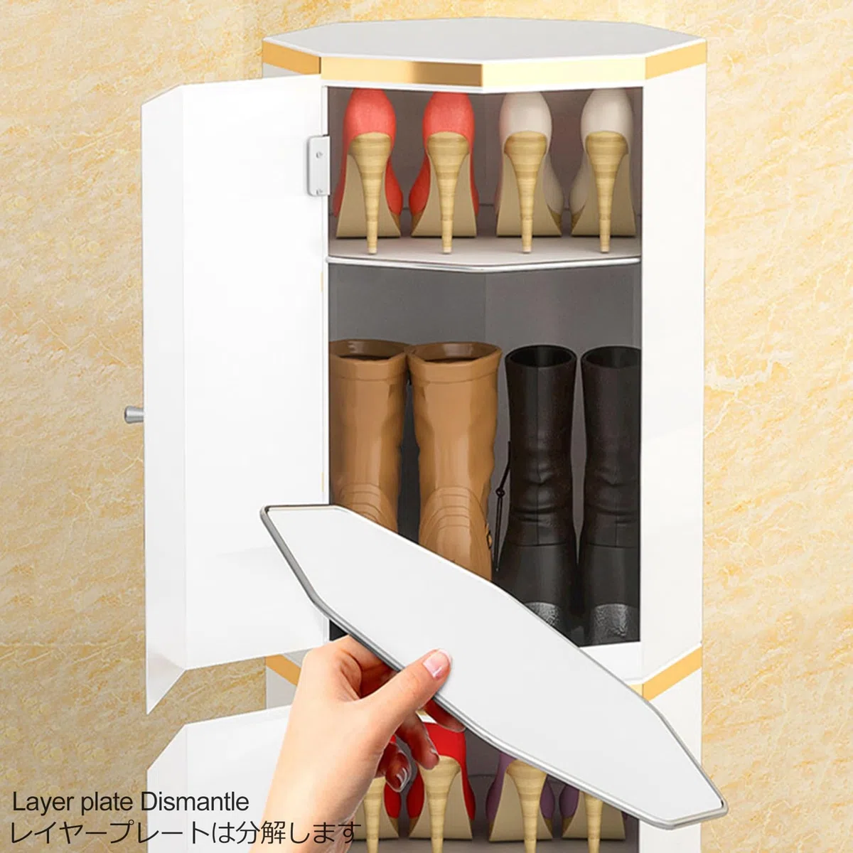 Armoire à chaussures pour entrée, organisateur de chaussures rotatif à 360 degrés, placard de rangement pour chaussures moderne, étagères à chaussures pour placard, porte-chaussures en métal étroit, s