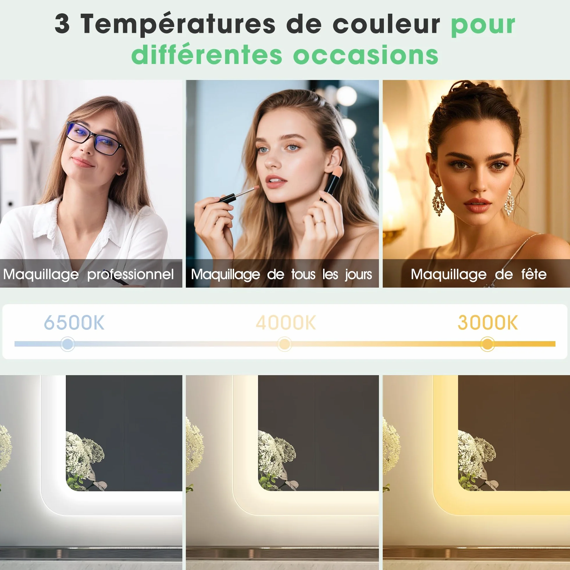 Miroir Salle de Bain LED 120x70cm Bluetooth Anti-buée IP44 Dimmable Mémoire Verre Trempé