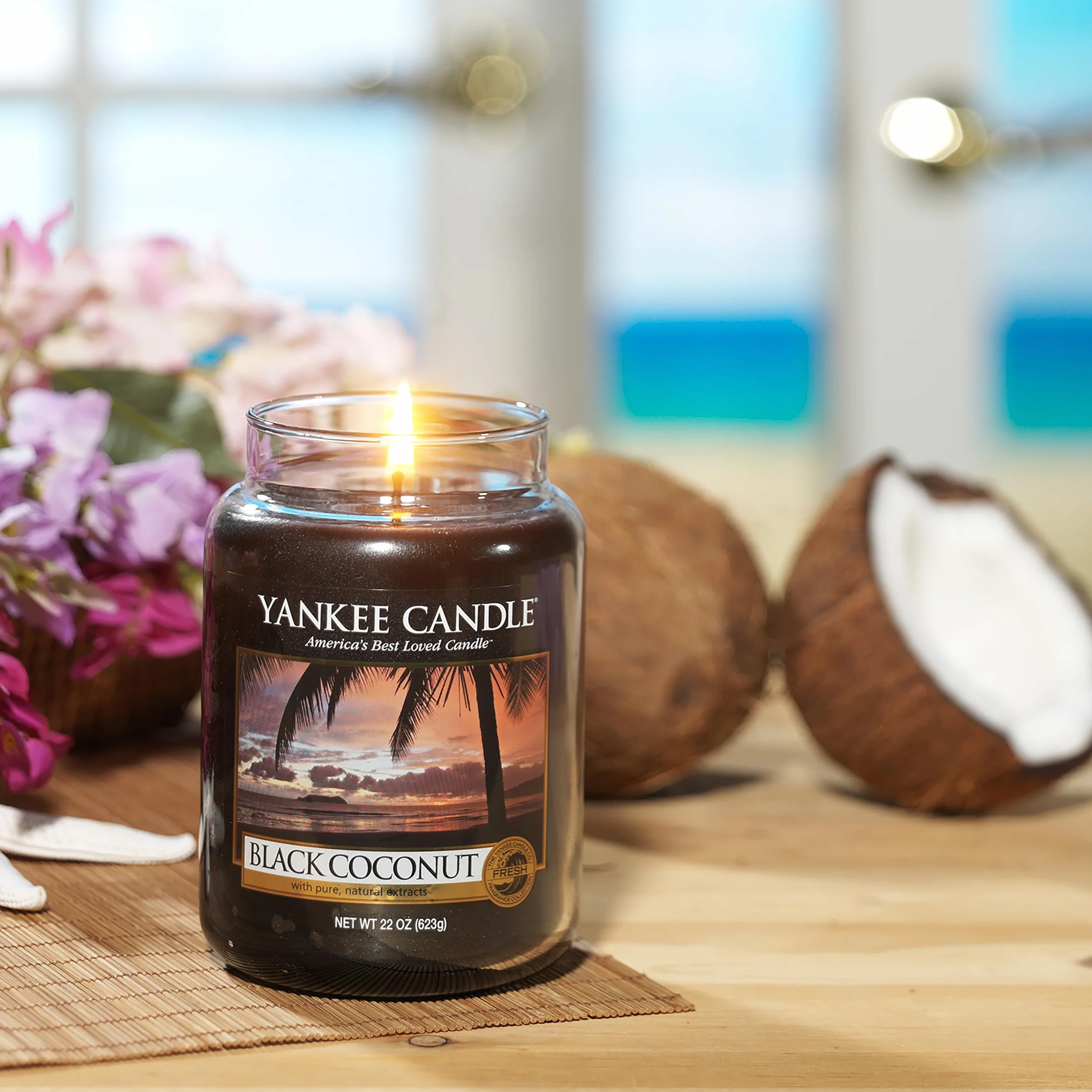 Yankee Candle Bougie Parfumée Noix de Coco Noire Jarre Longue Durée 150 Heures