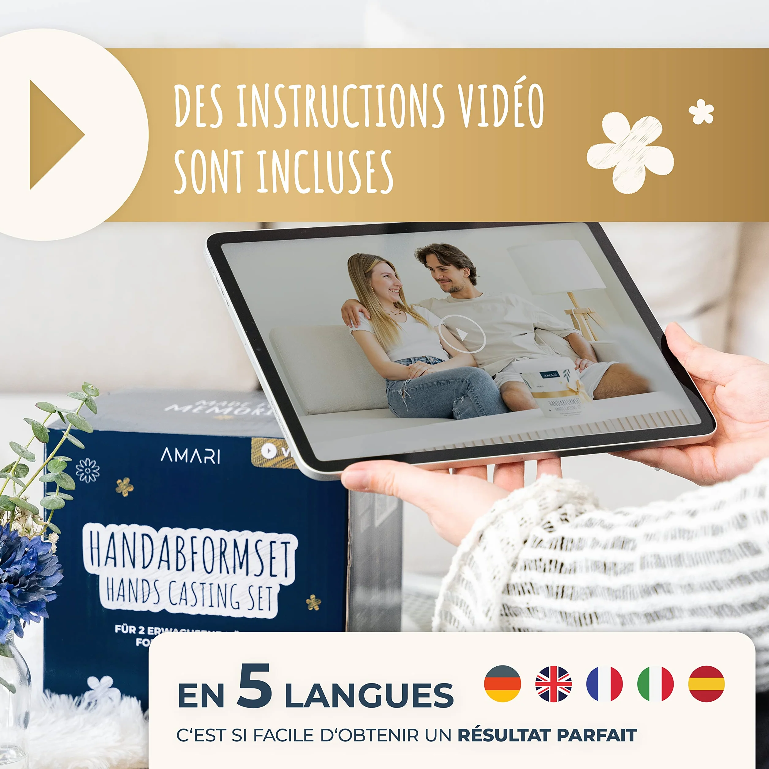Amari 3D Kits de Moulage et d'Empreintes – Kit de Moulage Main pour Couples et Familles