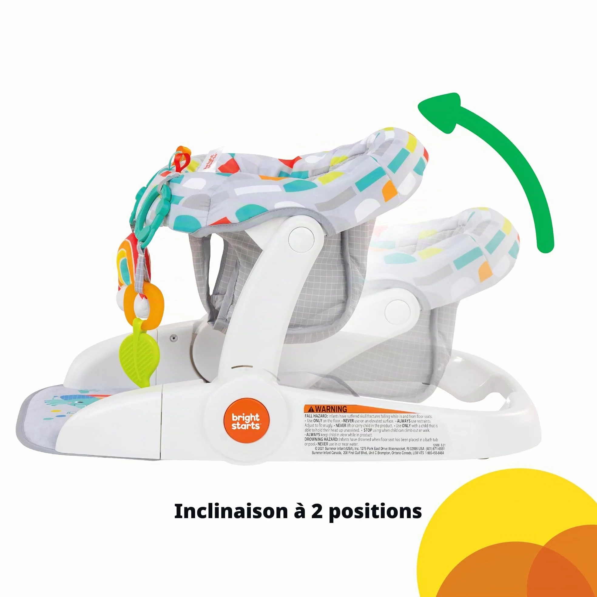 Bright Starts Siège transat Learn to sit 2 positions avec jouets, Unisexe, enfants de 4 à 12 mois, Playful Paradise