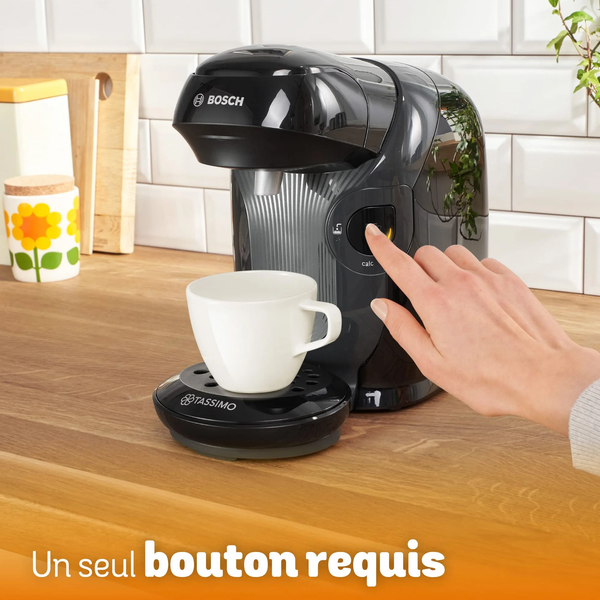 Bosh Machine à Café Tassimo Style, TAS1102, plus de 40 boissons chaudes, OneTouch, cafetière à dosettes, format compact, Intellibrew, noir