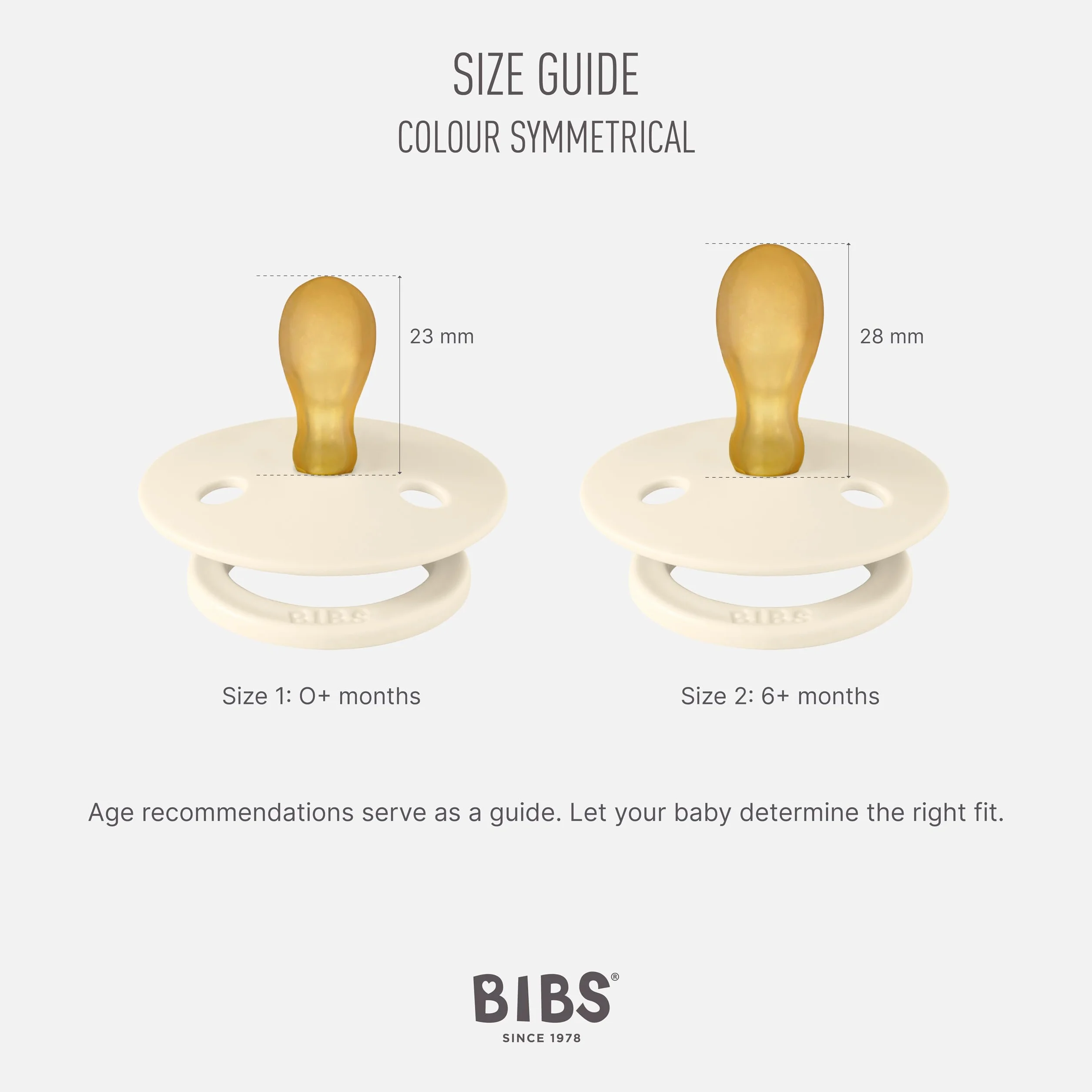 Tétine BIBS Colour Symmetrical Glow Lot de 2, taille 2, sans BPA, latex naturel, brillant dans le noir