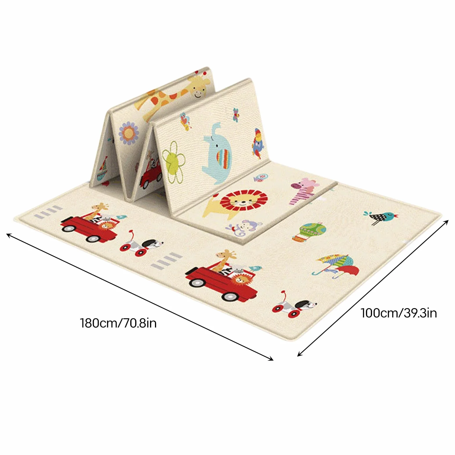 Tapis de Jeu pour Bébé Pliable Antidérapant Imperméable Double Face 0-6 Mois Transport