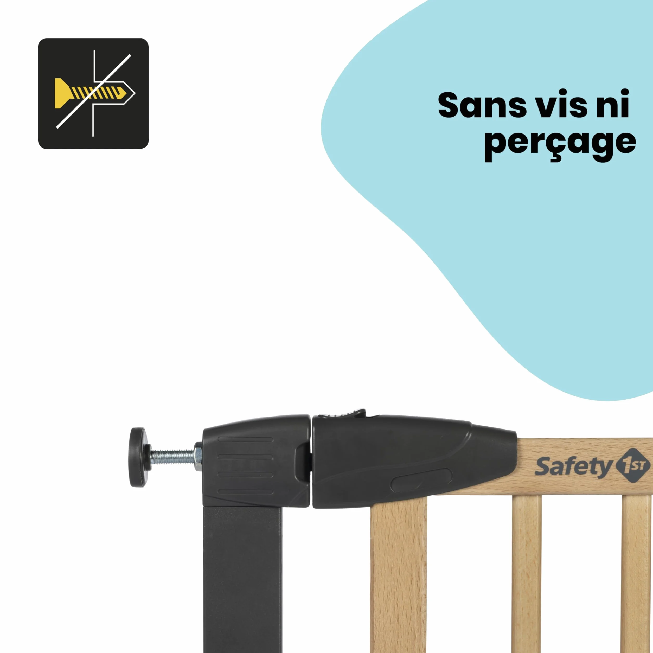 Safety 1st Simply Close Barrière de sécurité Enfant Bois 73-80 cm Double Verrouillage