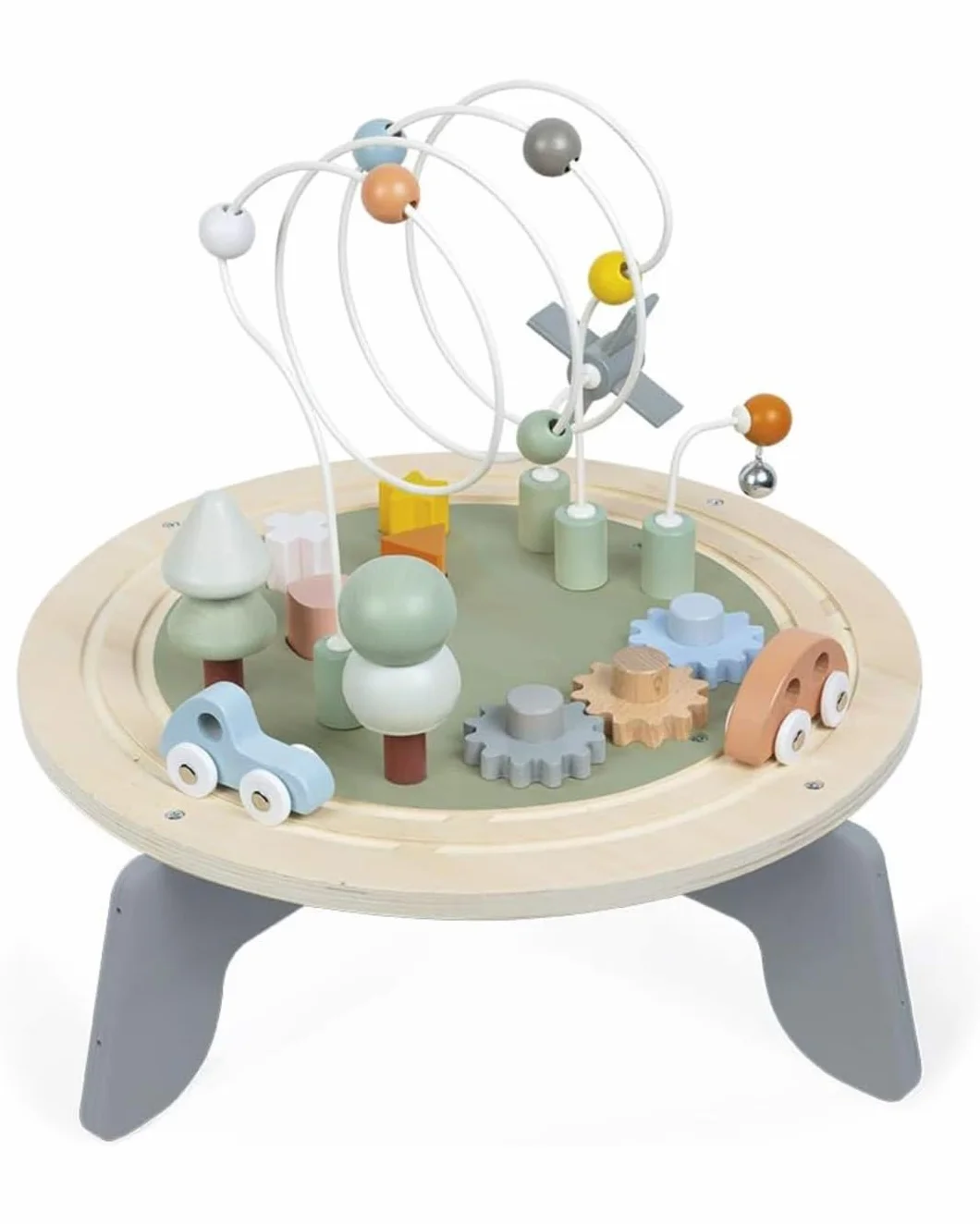 Janod - Table d'Activités en Bois Sweet Cocoon - Table Multijeux - Activités 1er Âge - Développement Motricité Fine - Pieds Antidérapants - Peinture à l'eau - Certifié FSC - Dès 1 an, J04402