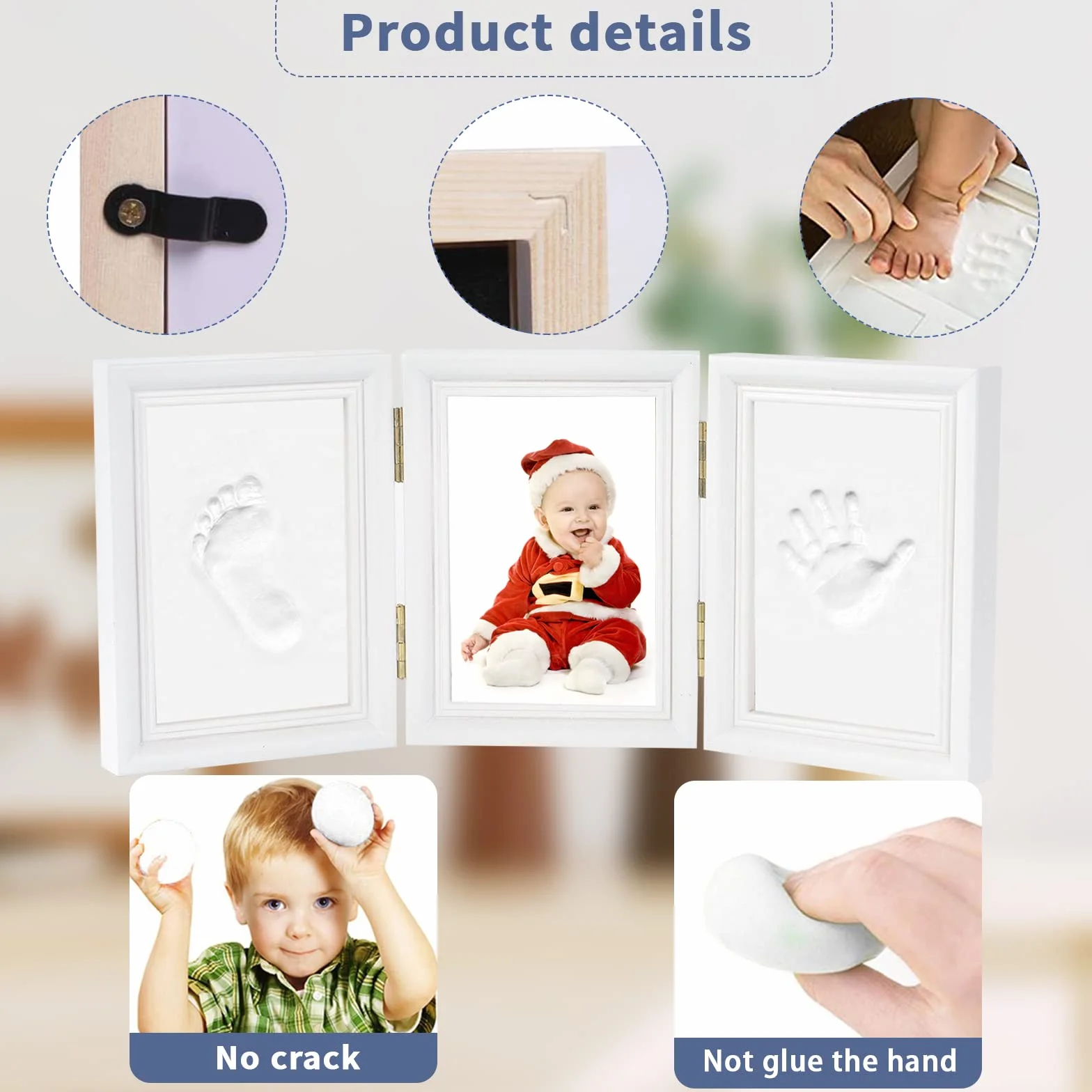 Cadre Empreintes Bébé Set Cadeau Naissance Baptême Baby Party 35x15.5cm