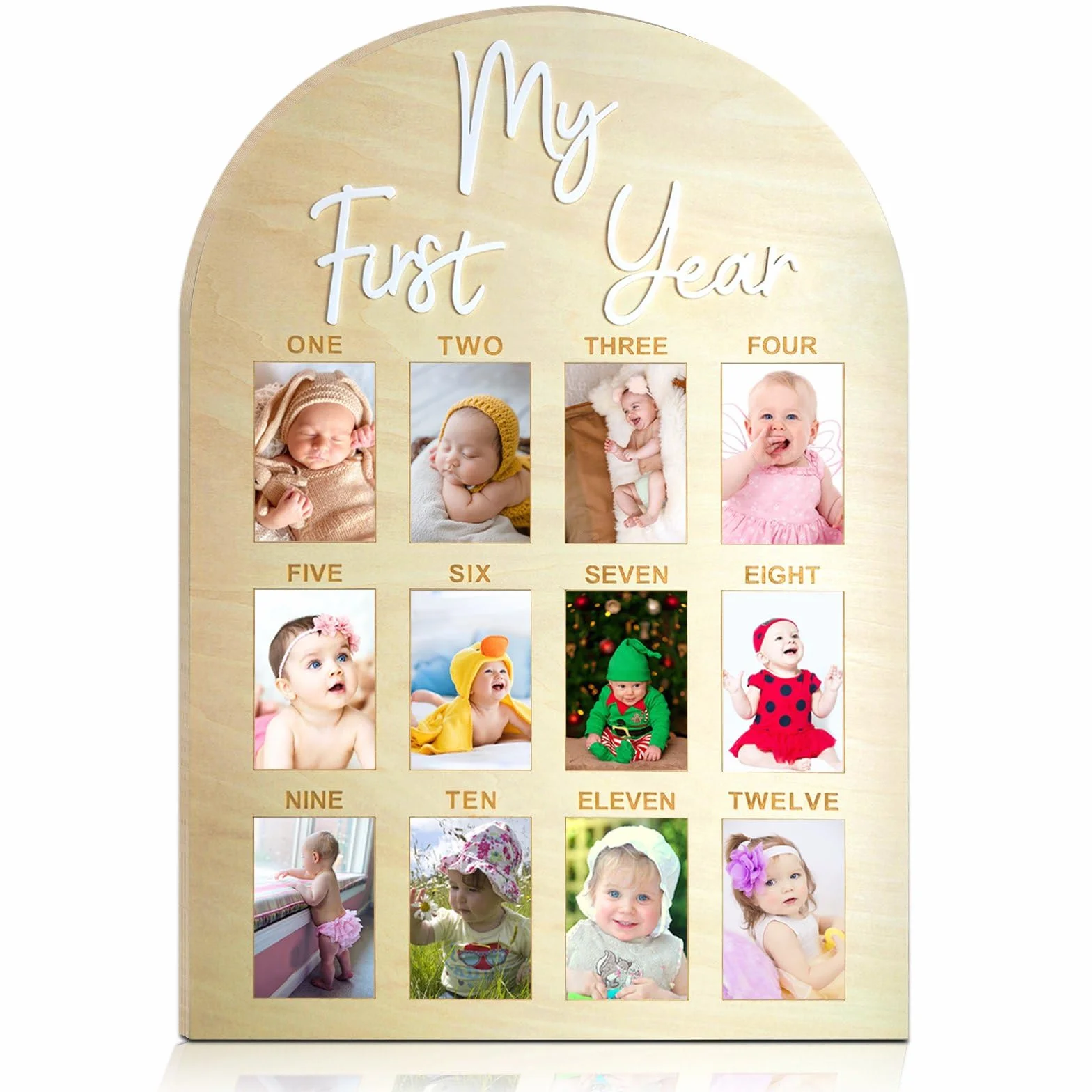 Tableau photo bois My First Year Milestone Cadre 12 mois Décoration 1er anniversaire Cadeau bébé