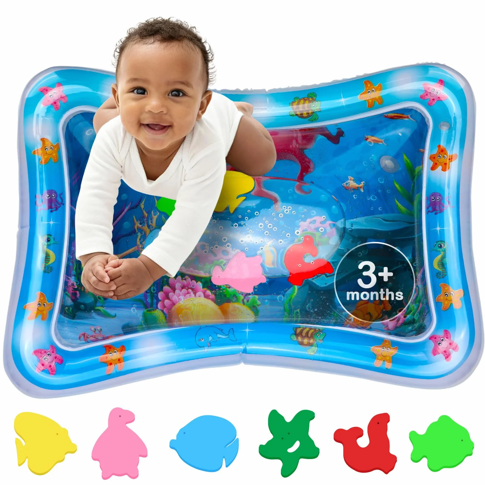 Tapis d'Éveil et de Jeux Sensoriel Bébé Gonflable - Jeu d'Eau Sans BPA - GEN2 Bleu