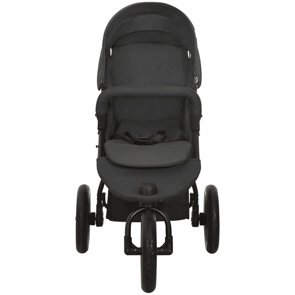 Poussette 3 Roues Tout Terrain de Jogging Pliable pour Bébé - Anthracite Acier
