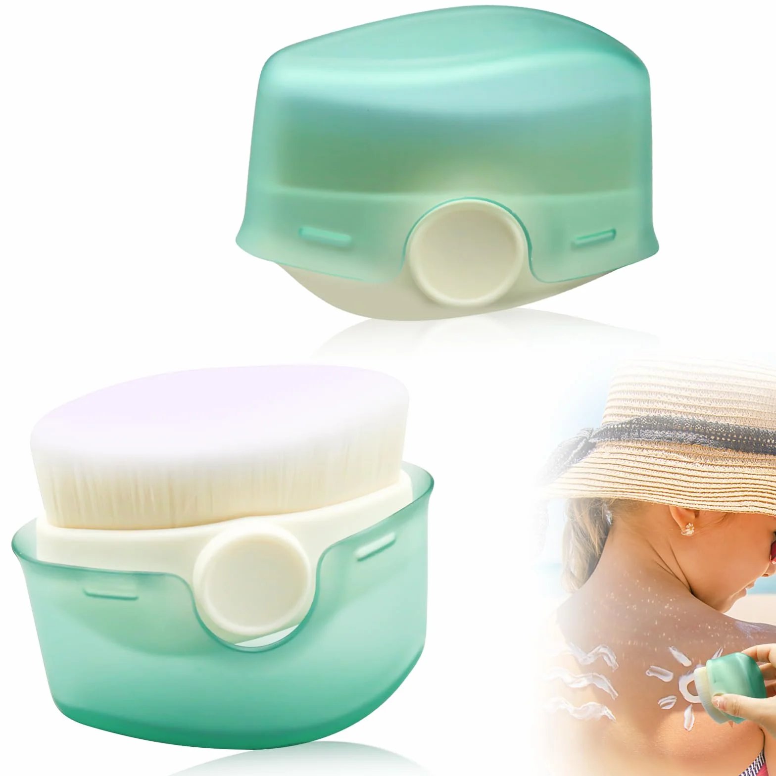 Applicateur de Crème Solaire pour Enfants, Brosse Protection Solaire 2 Pièces avec Capuchons