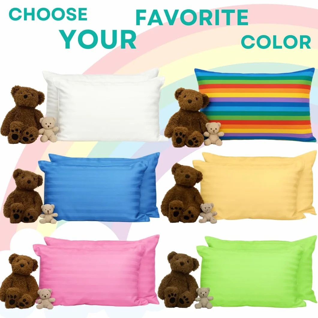 Oreiller Enfant Coton 300T Garnissage Doux Taie Hypoallergénique Lavable Bébé Sieste Maternelle