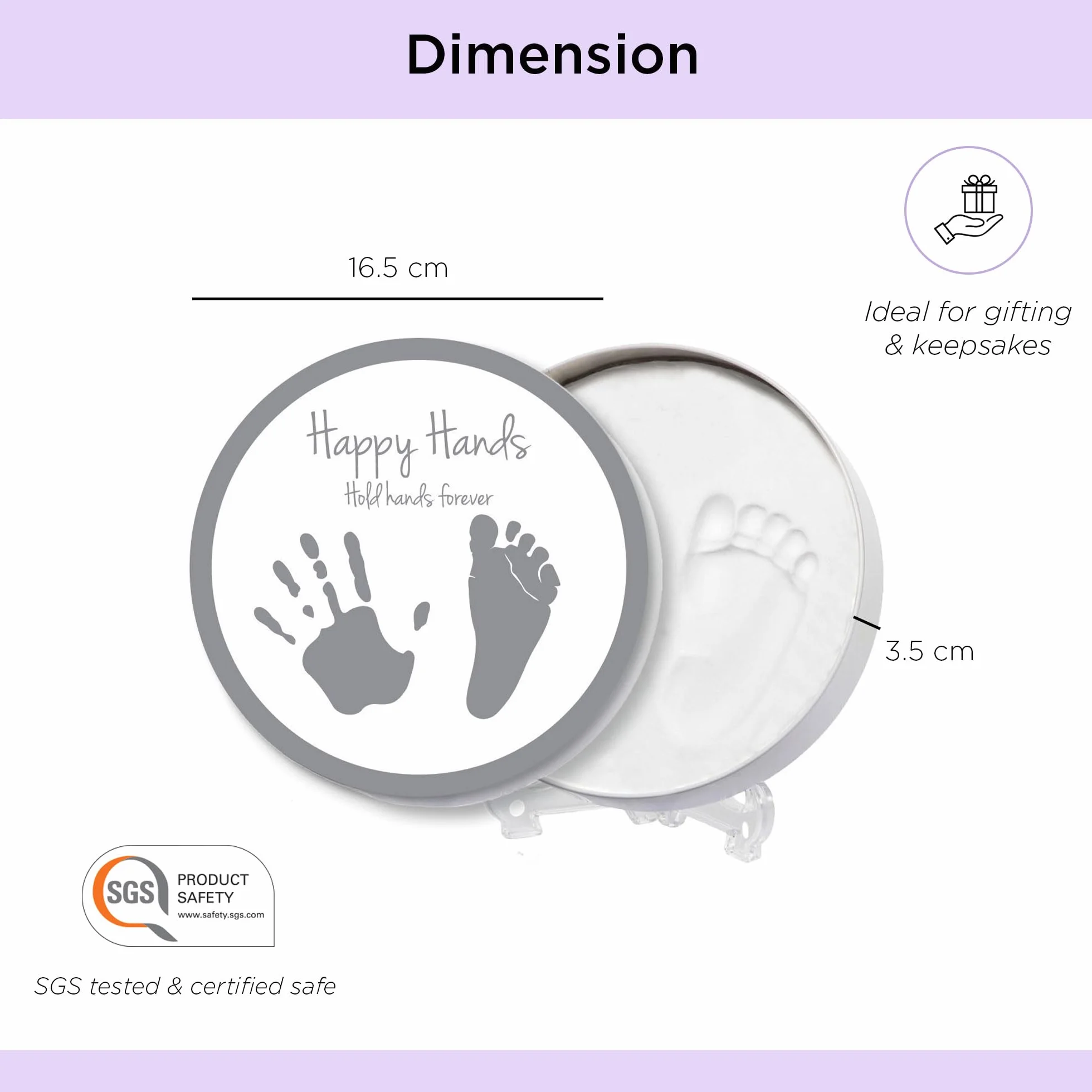 Dooky Happy Hands 2D Set empreinte main bébé souvenir boîte aluminium pâte à modeler