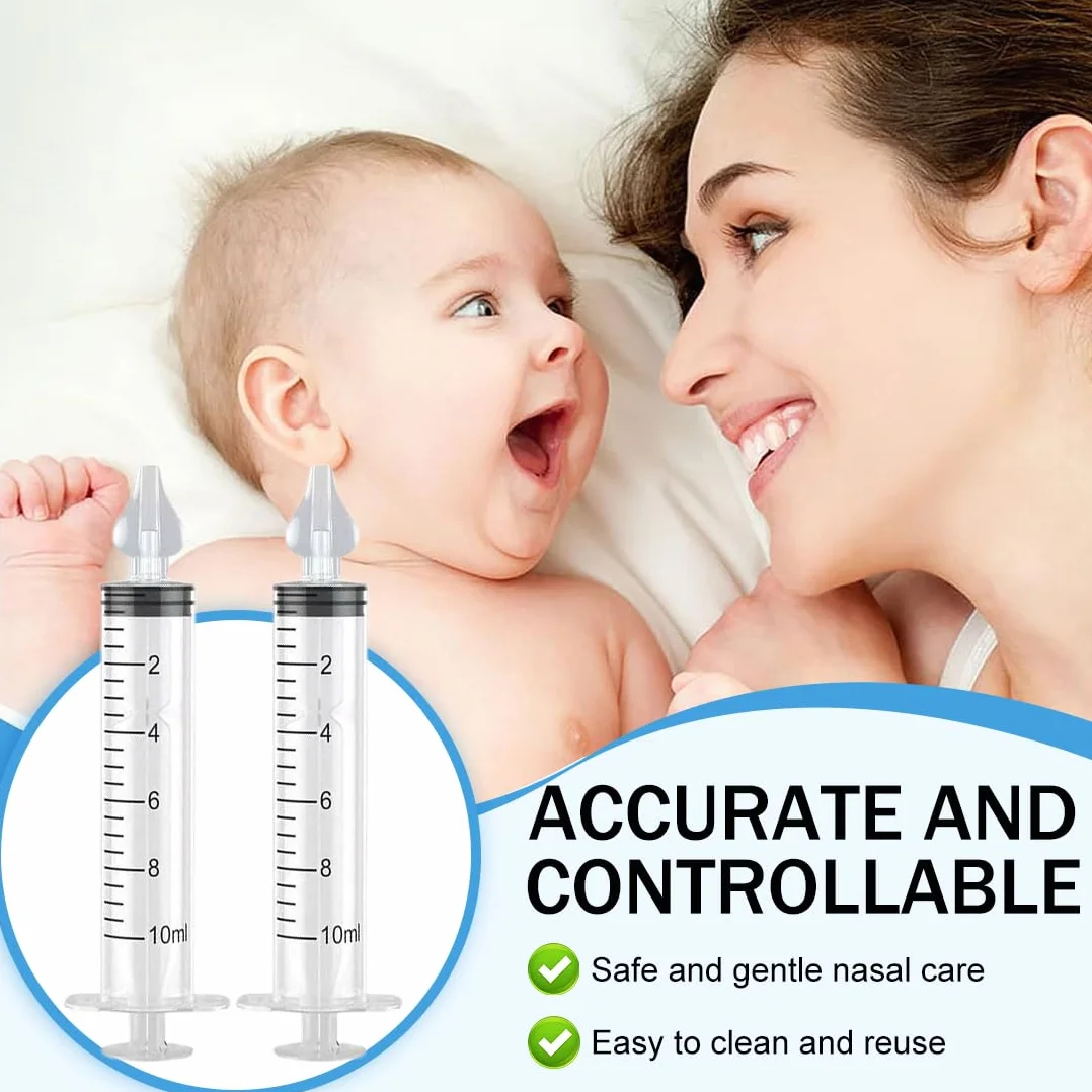 Système de rinçage des sinus, seringue nasale Lot de 6 avec embouts silicone souple pour nourrisson