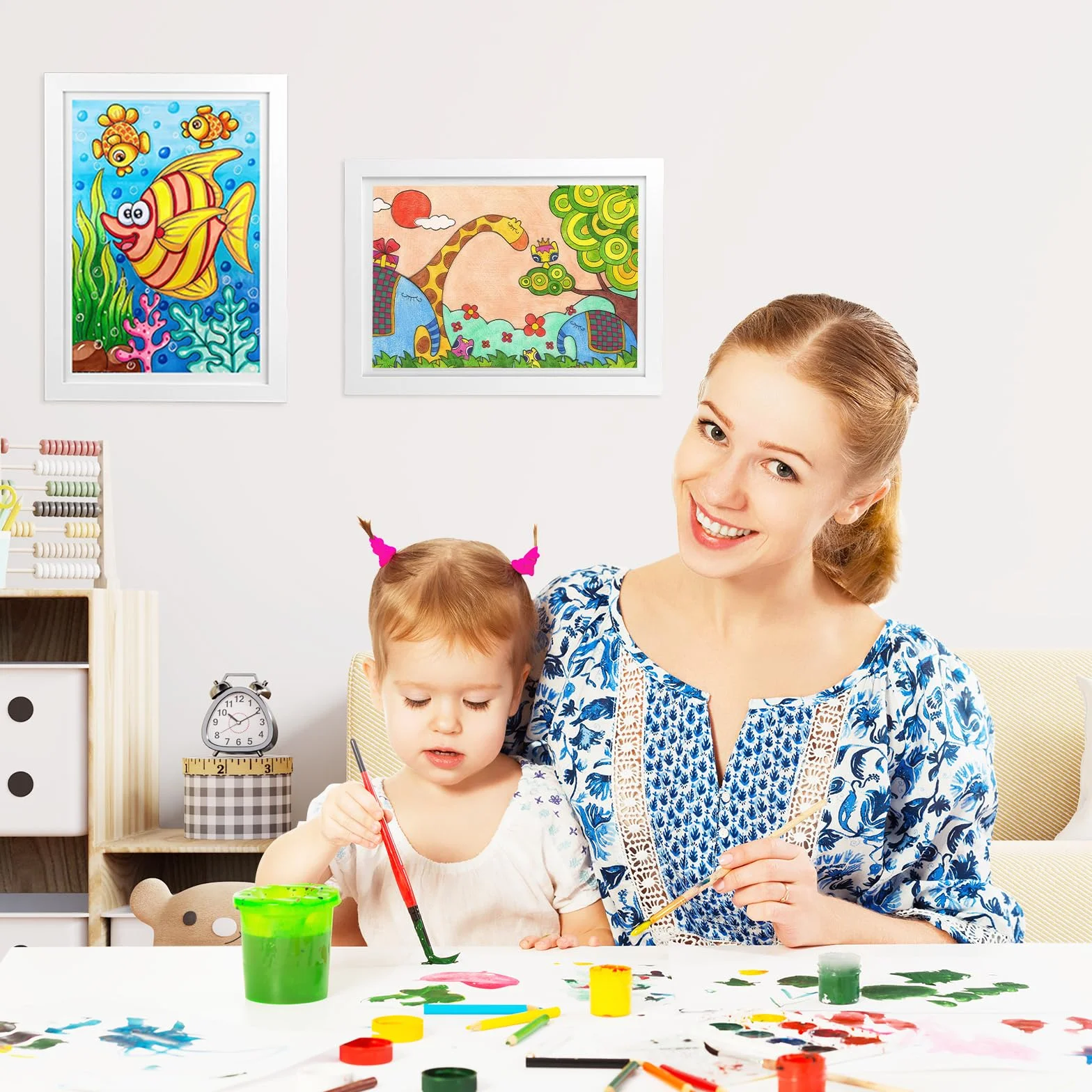 Cadres d'art pour enfants ouverture sur le devant 150 photos A4 blanc 24 x 33 cm