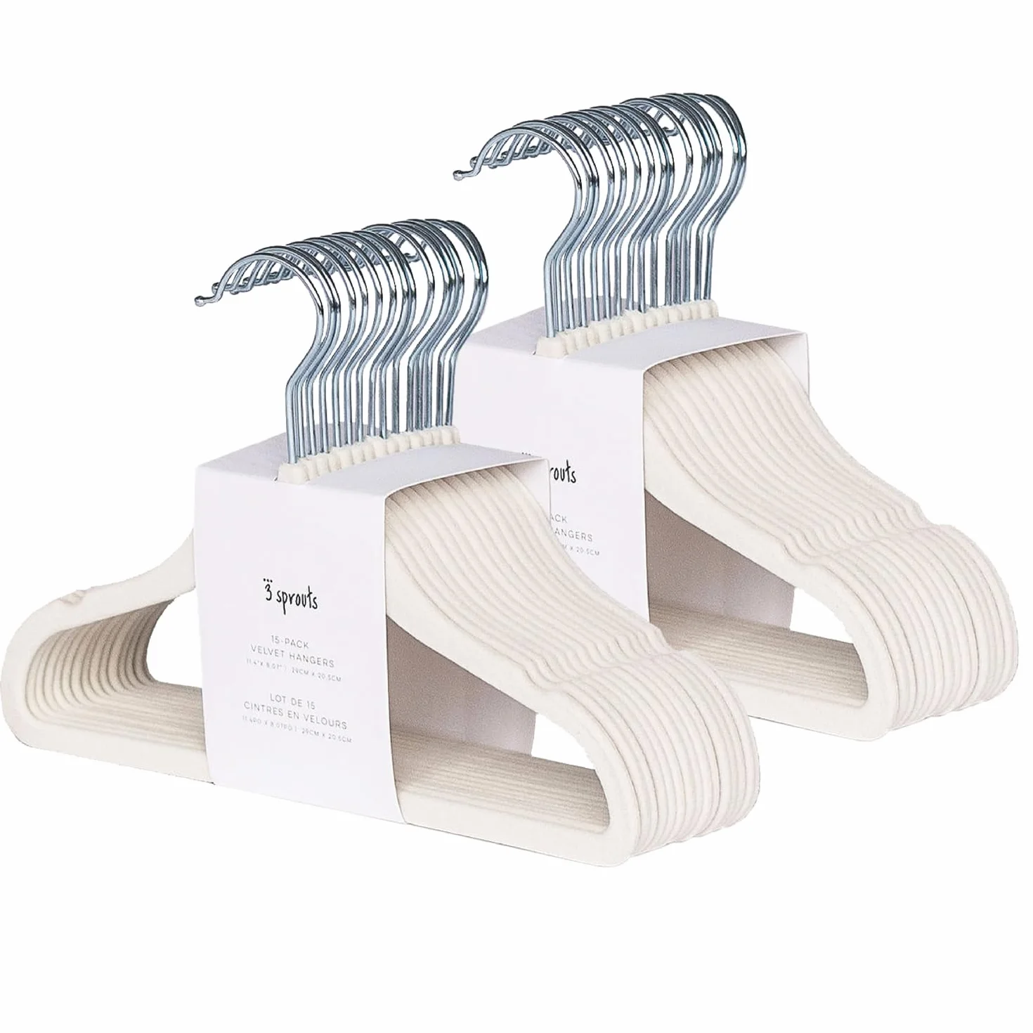 3 Sprouts Cintres en Velours pour Bébés et Enfants - Lot de 30 - Crème