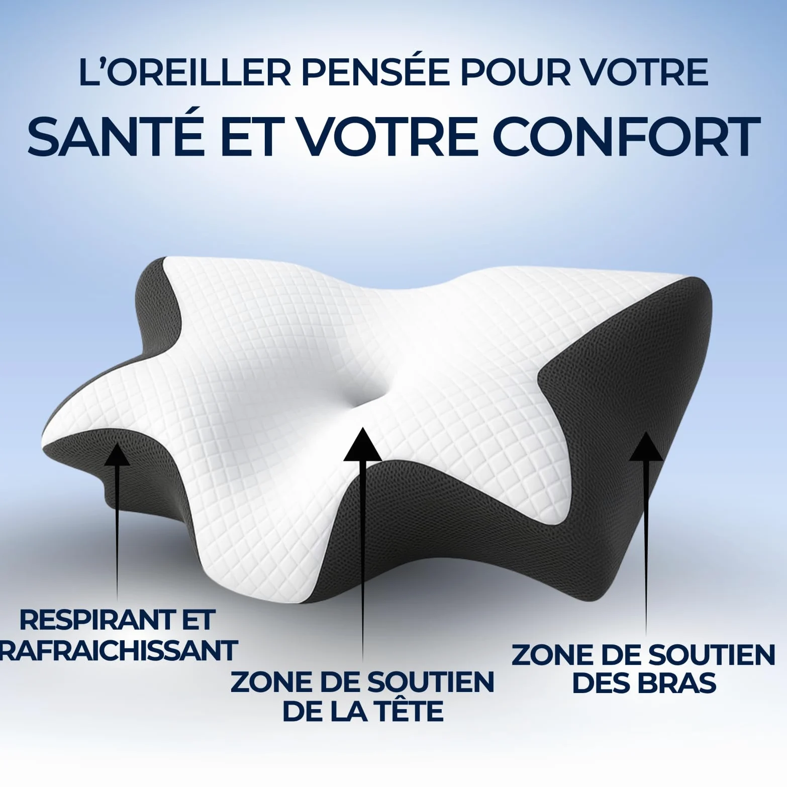 Novéa - Soulagement Cervical，Oreiller en Mousse à mémoire de Forme 2 en 1 Soulage l'inconfort Pendant Le Sommeil et améliore Le Confort Convient à Toutes Les Positions de Sommeil