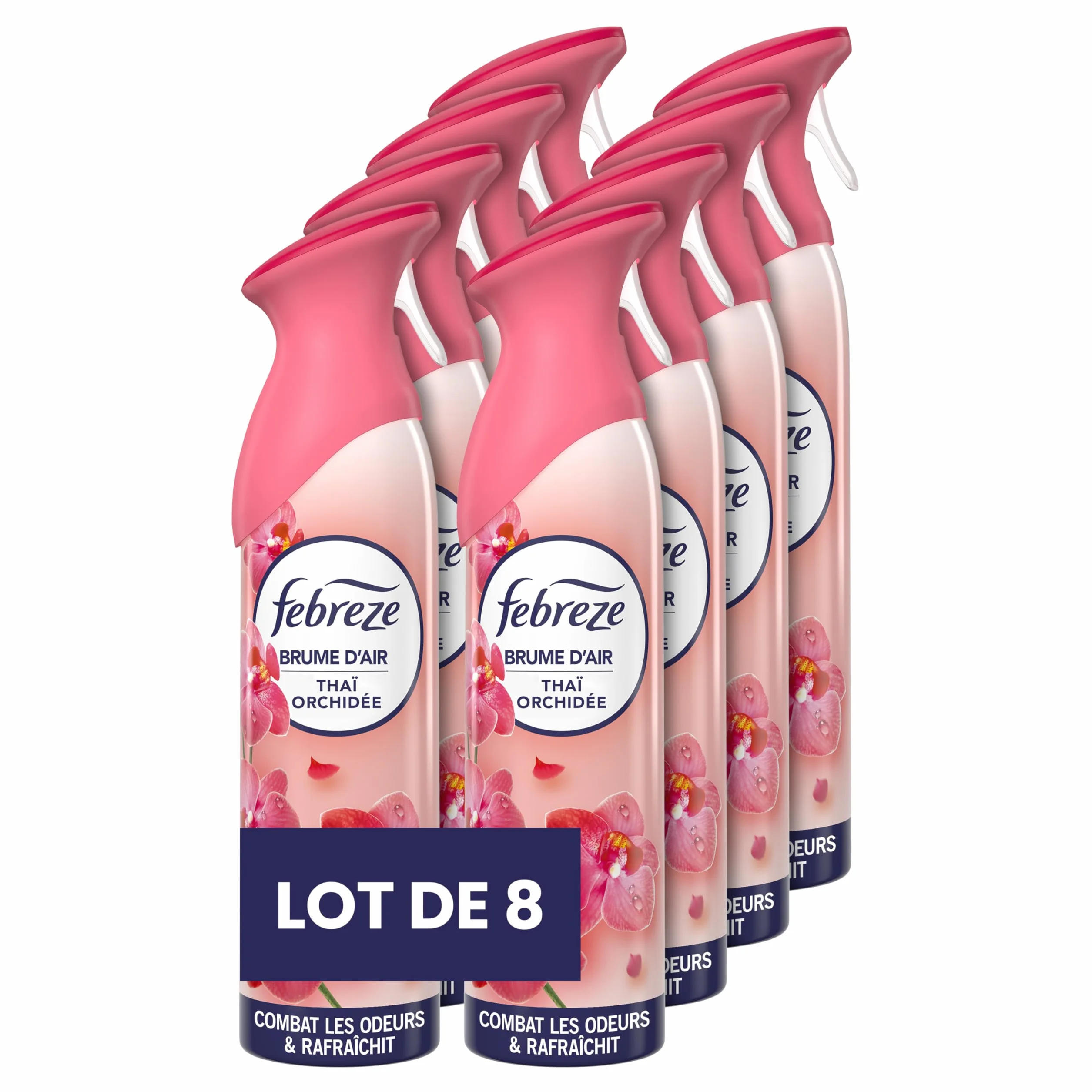 Febreze Spray Désodorisant 185ml x8 Parfum Thaï Orchidée 2en1