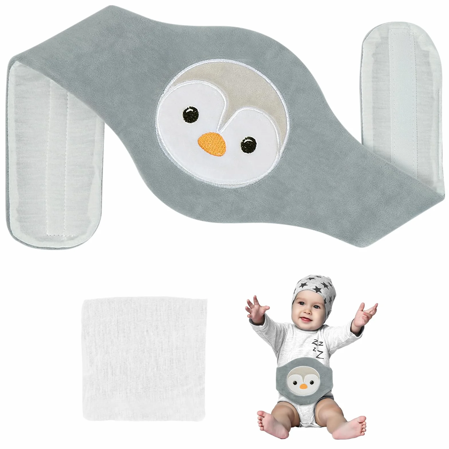Vicloon Bouillotte Bebe Anti Colique, Ceinture Chauffante Micro, Doublure en Natural Argile, Chaud & Froid, Lavable
