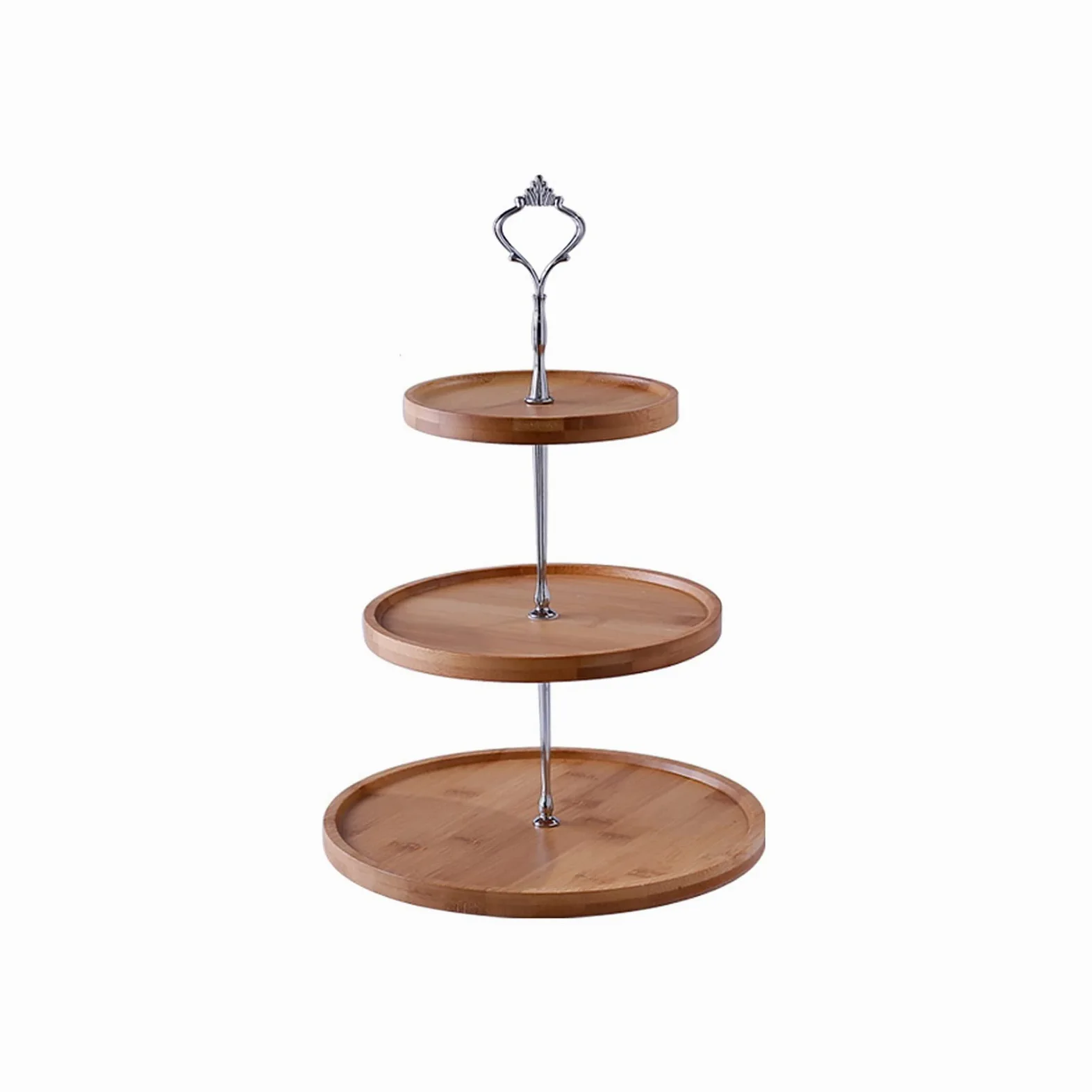 Présentoir à Gâteau 3 couches en bambou gâteau stand Creative Dessert Présentoir Retro Afternoon Tea Dessert Table gâteau de mariage Assiette pâtisserie stand Stand de Gâteaux