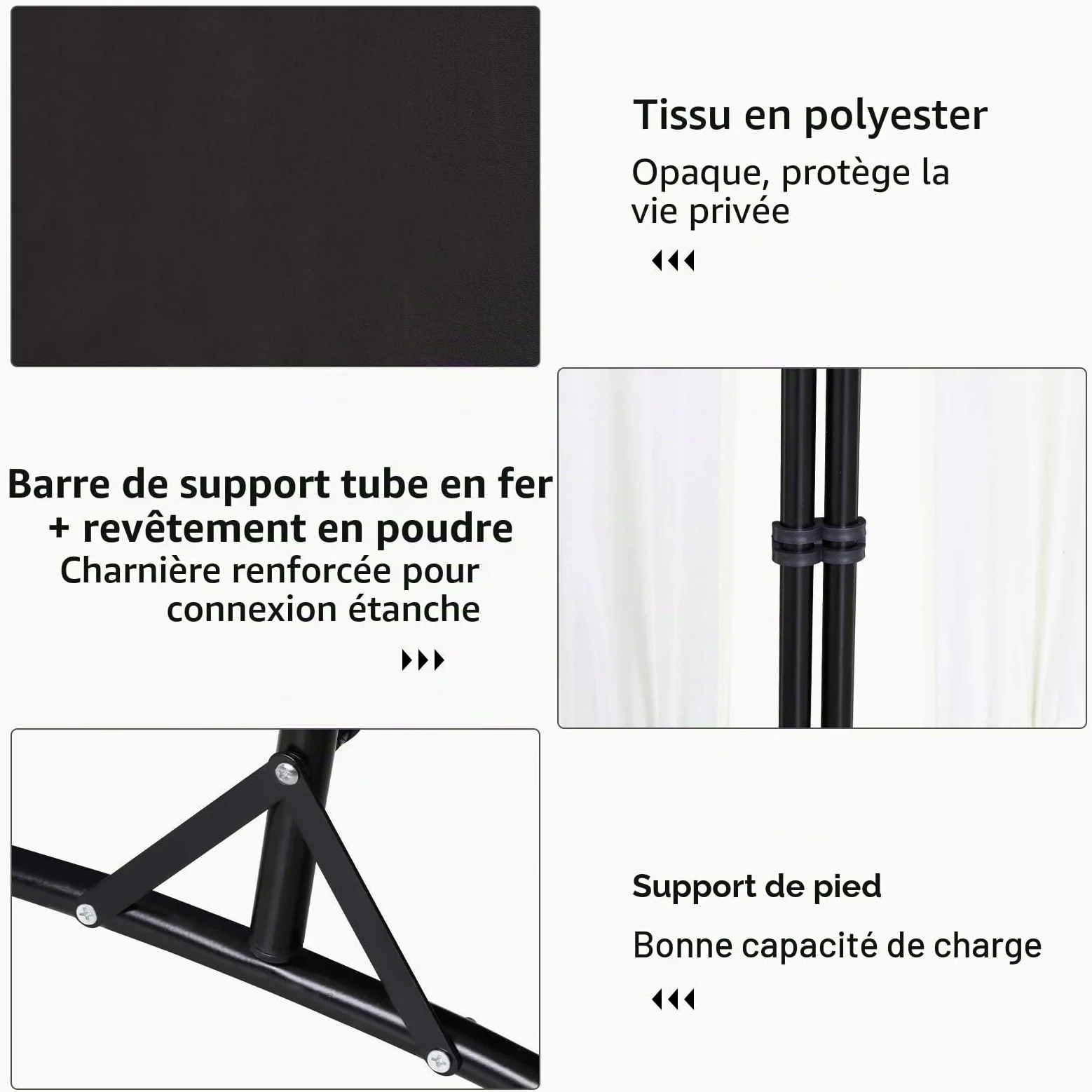 Ikodm Paravent 3 pièces 260 x 180 cm, cloison de séparation de balcon, paroi de séparation pliable, pour extérieur, bureaux, balcon, anthracite
