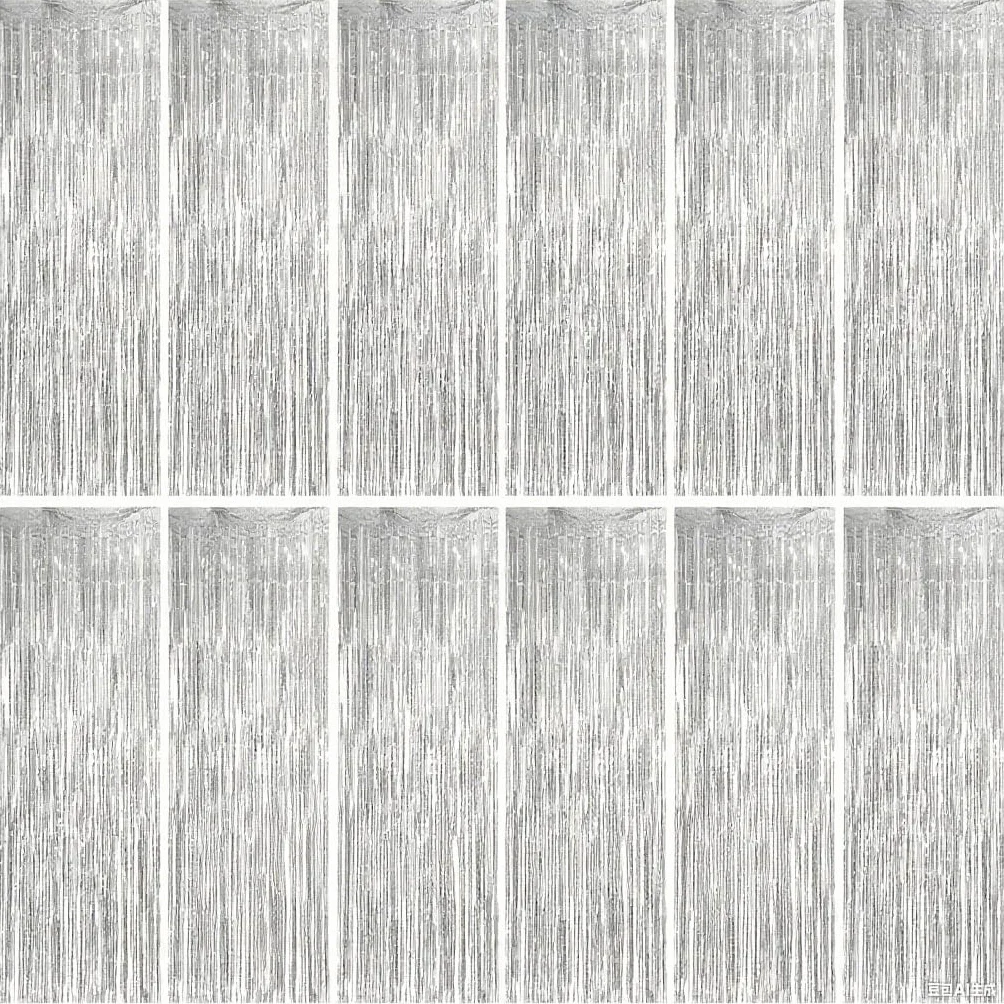 Rideau Métallique de Frange Argenté 12 Pièces 1m x 2m pour Fête Mariage Noël Halloween