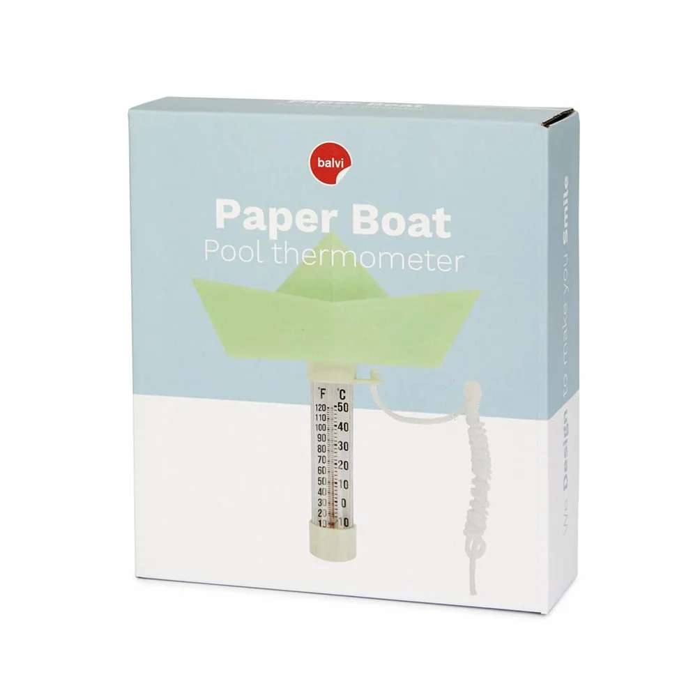 Balvi thermomètre de piscine bain Paper Boat Turquoise flottant origami Plastique