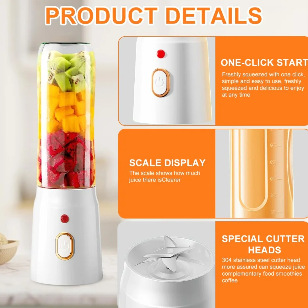 Mixeur portable 500 ml 10 lames rechargeable USB pour jus smoothies bébé