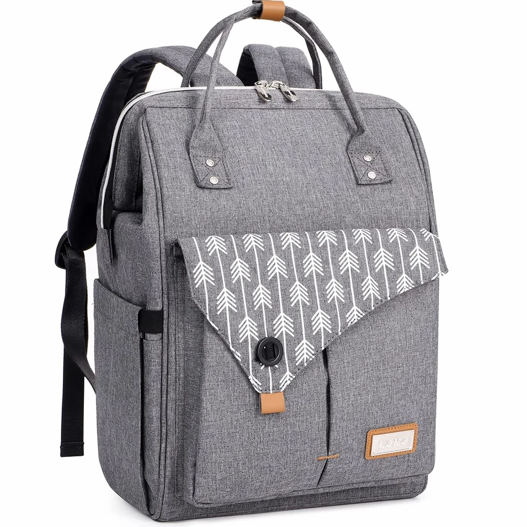 Lekebaby Sac à langer à dos avec matelas à langer Motifs flèches Gris
