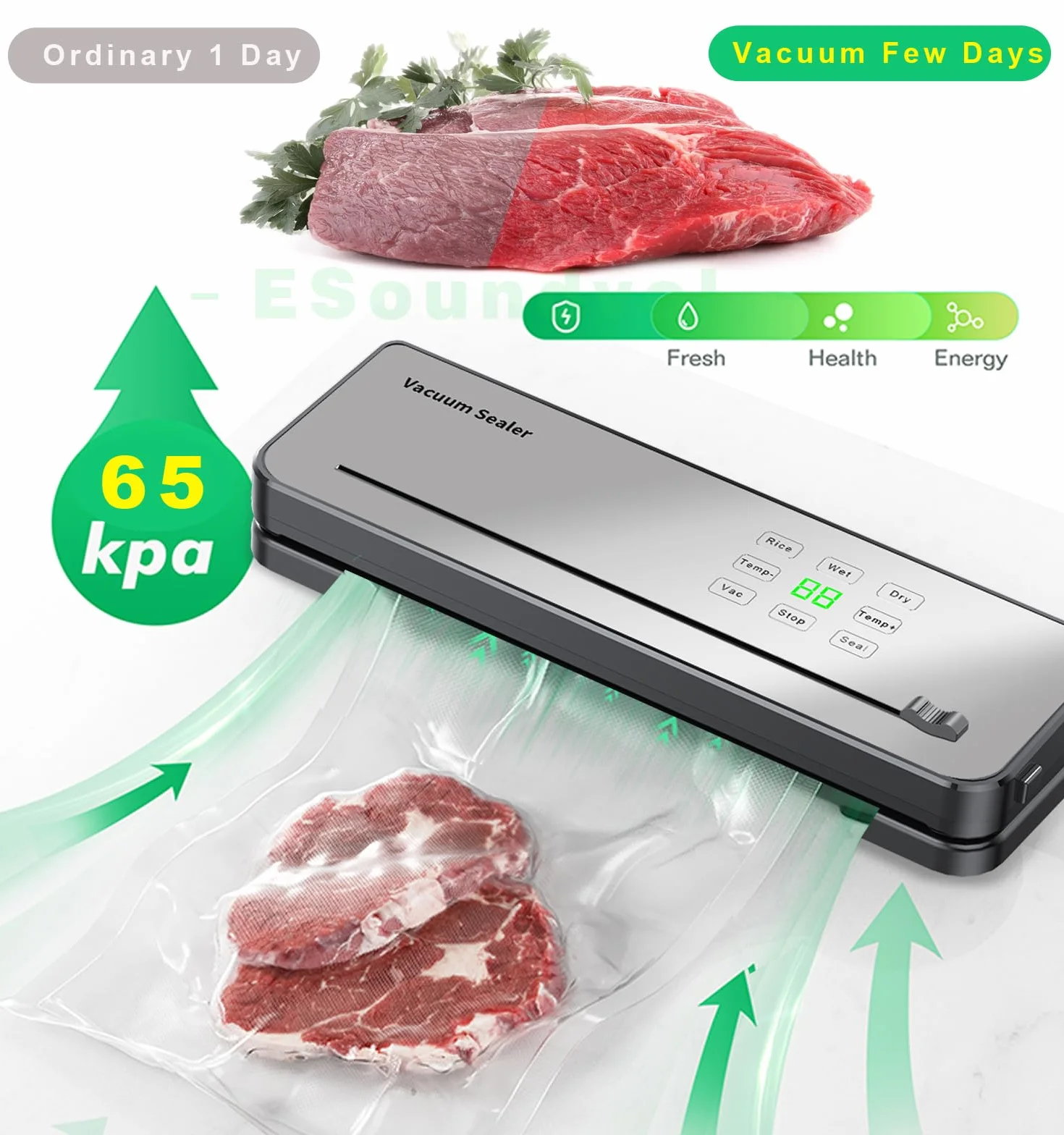 Machine Sous Vide Alimentaire ESoundvol 8 en 1 avec Contrôle de la Température et Coupe-Aliments Intégré