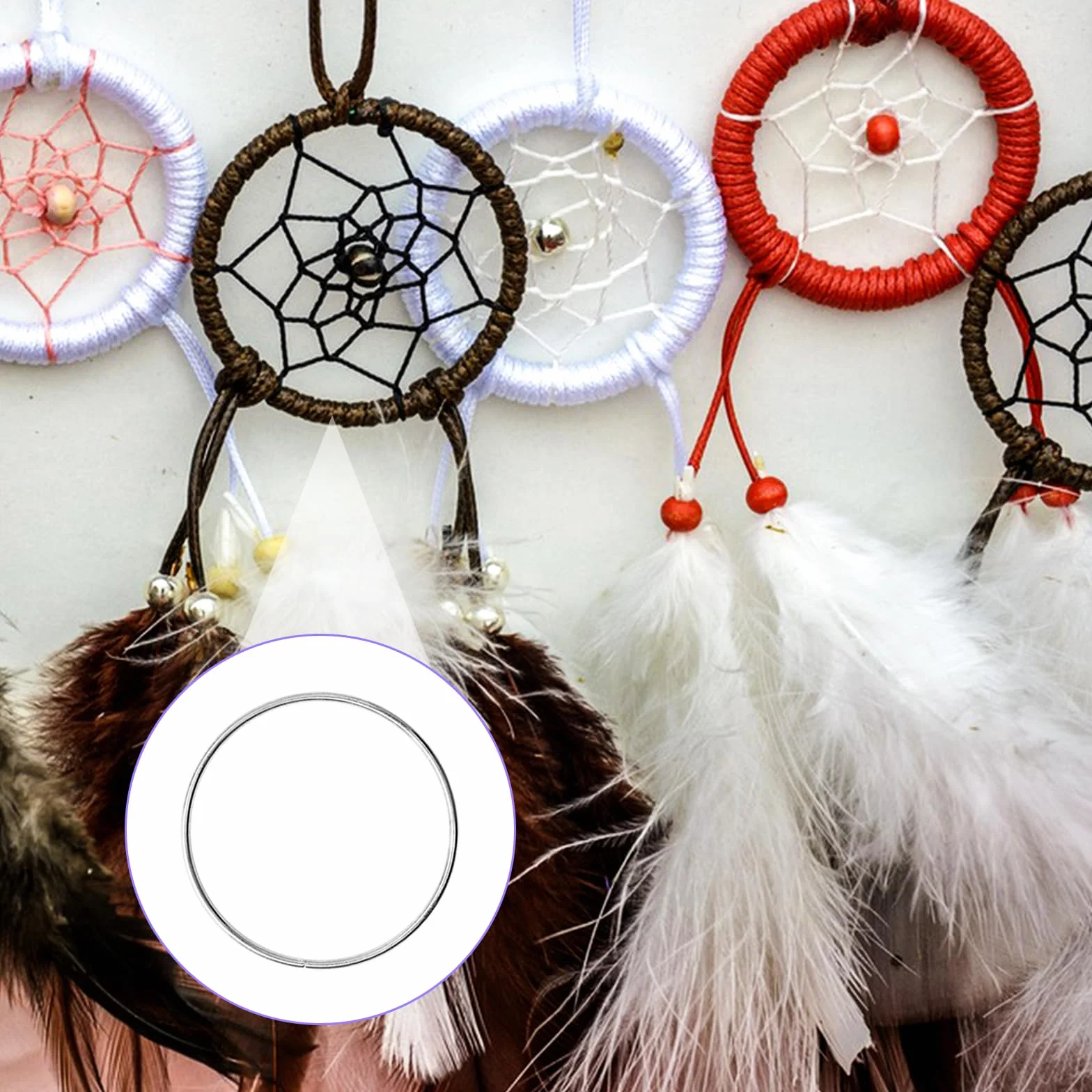 Anneaux en métal argenté 5 cm pour bricolage - Lot de 20 - Attrape-rêves, Macramé, Couronne de mariage