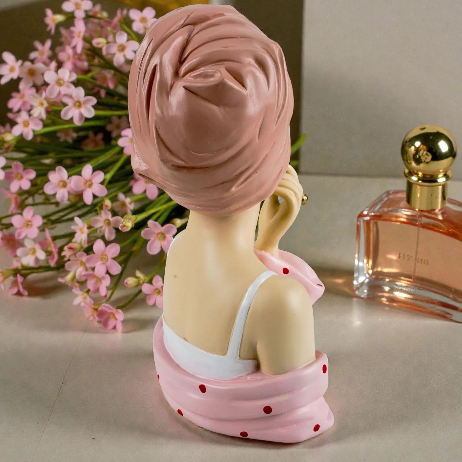 Formano Buste Décoratif Moderne pour Femme 27 cm Polyrésine Peinte à la Main Rose Blanc