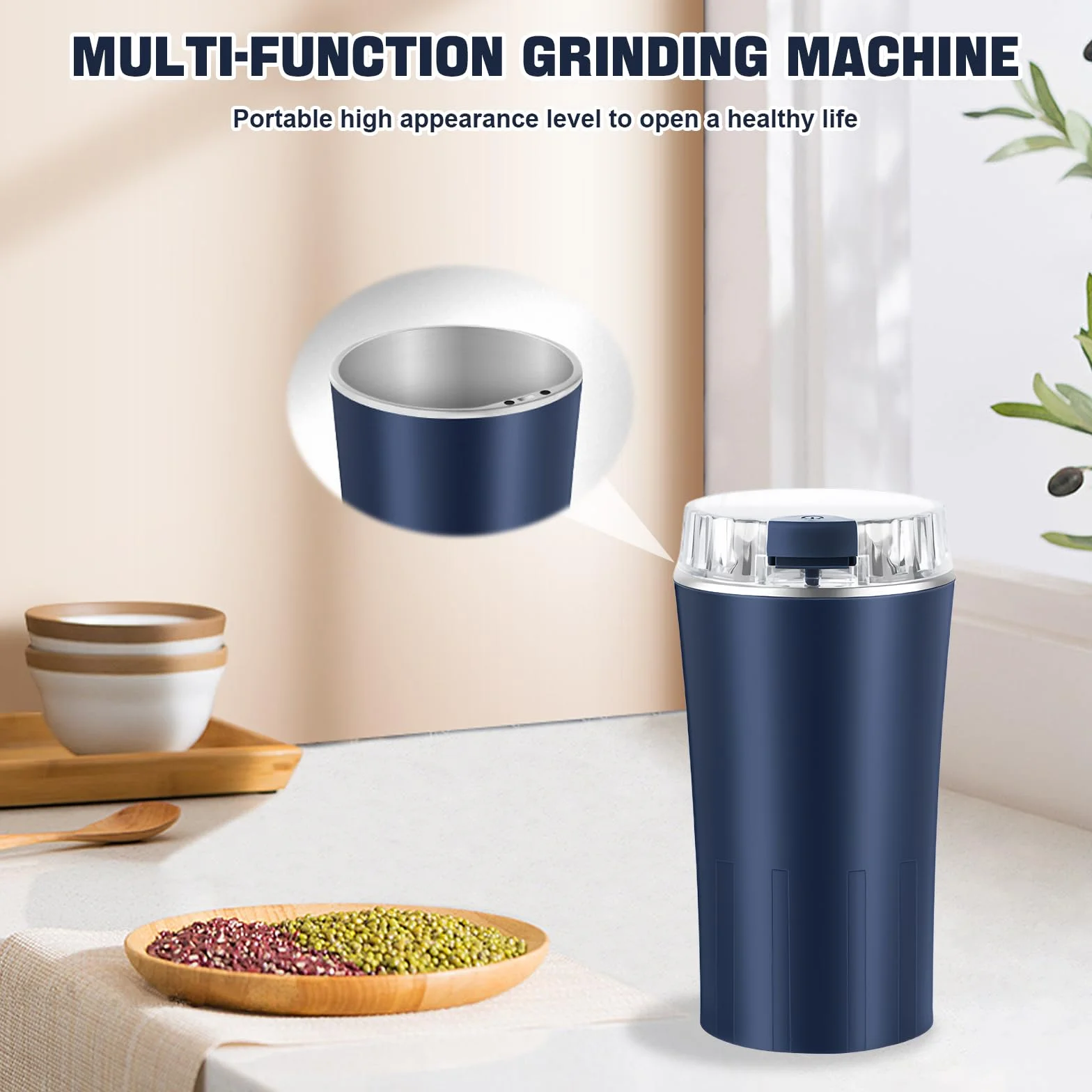 Moulin à café électrique 300 W lame acier inoxydable 304 sans BPA
