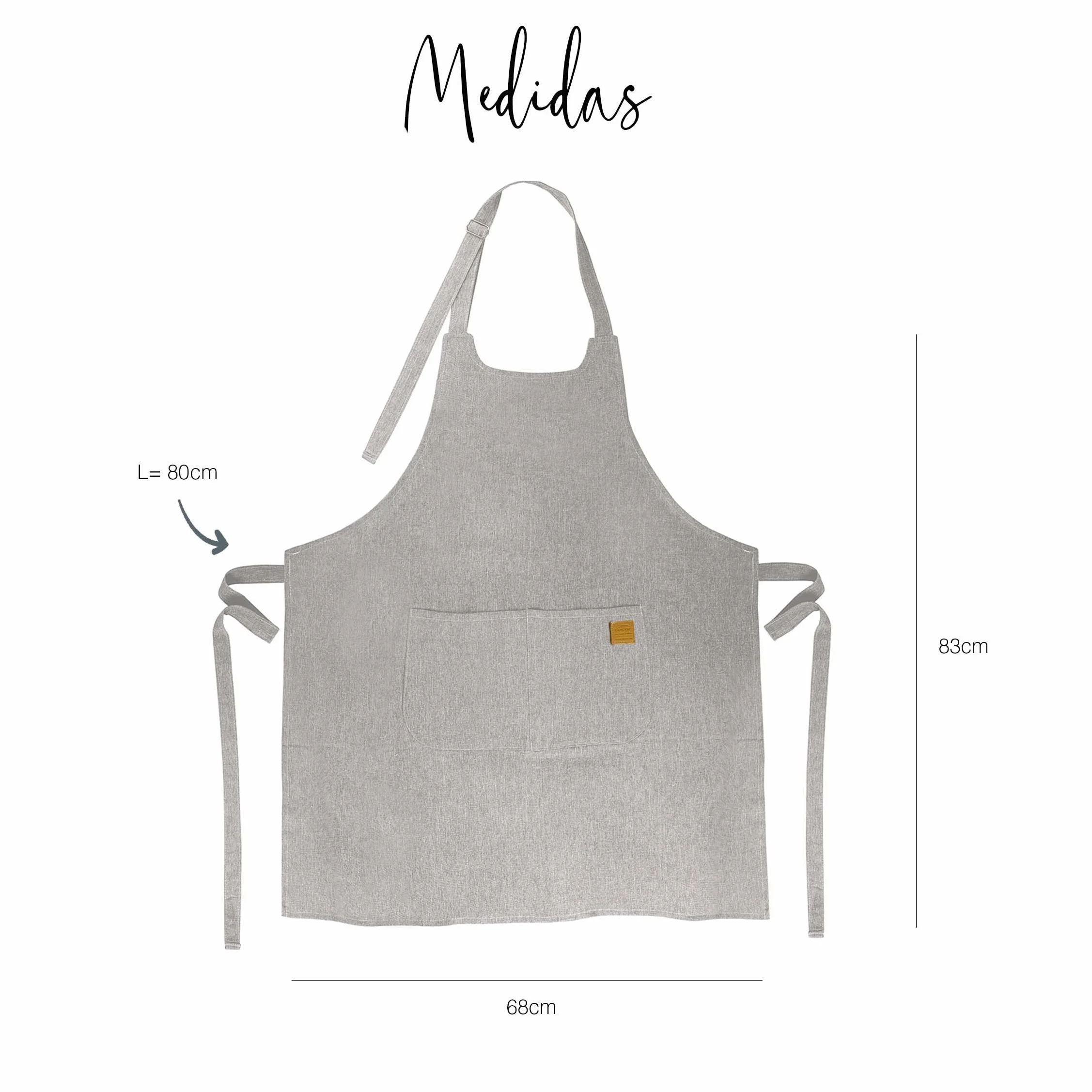 Lacor - 60082 - Tablier de cuisine unisexe, Tablier au design simple, élégant et original, mesure 68x83 cm, couleur Gris marbré