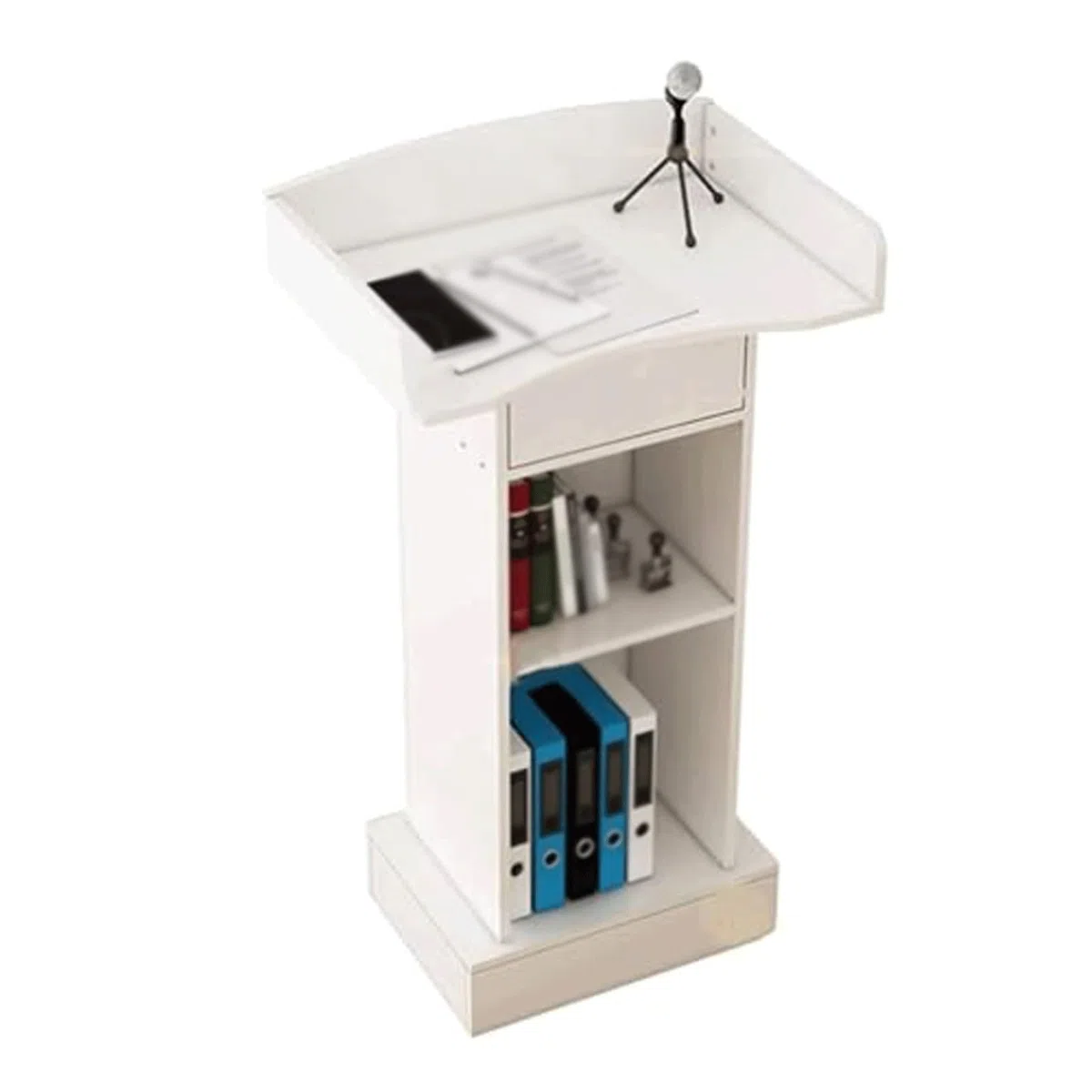 Générique Pupitre de Sol en Bois Blanc pour église, Salle de Classe et Bureau, Support de présentation élégant avec Rangement pour Les Prises de Parole en Public et Les é