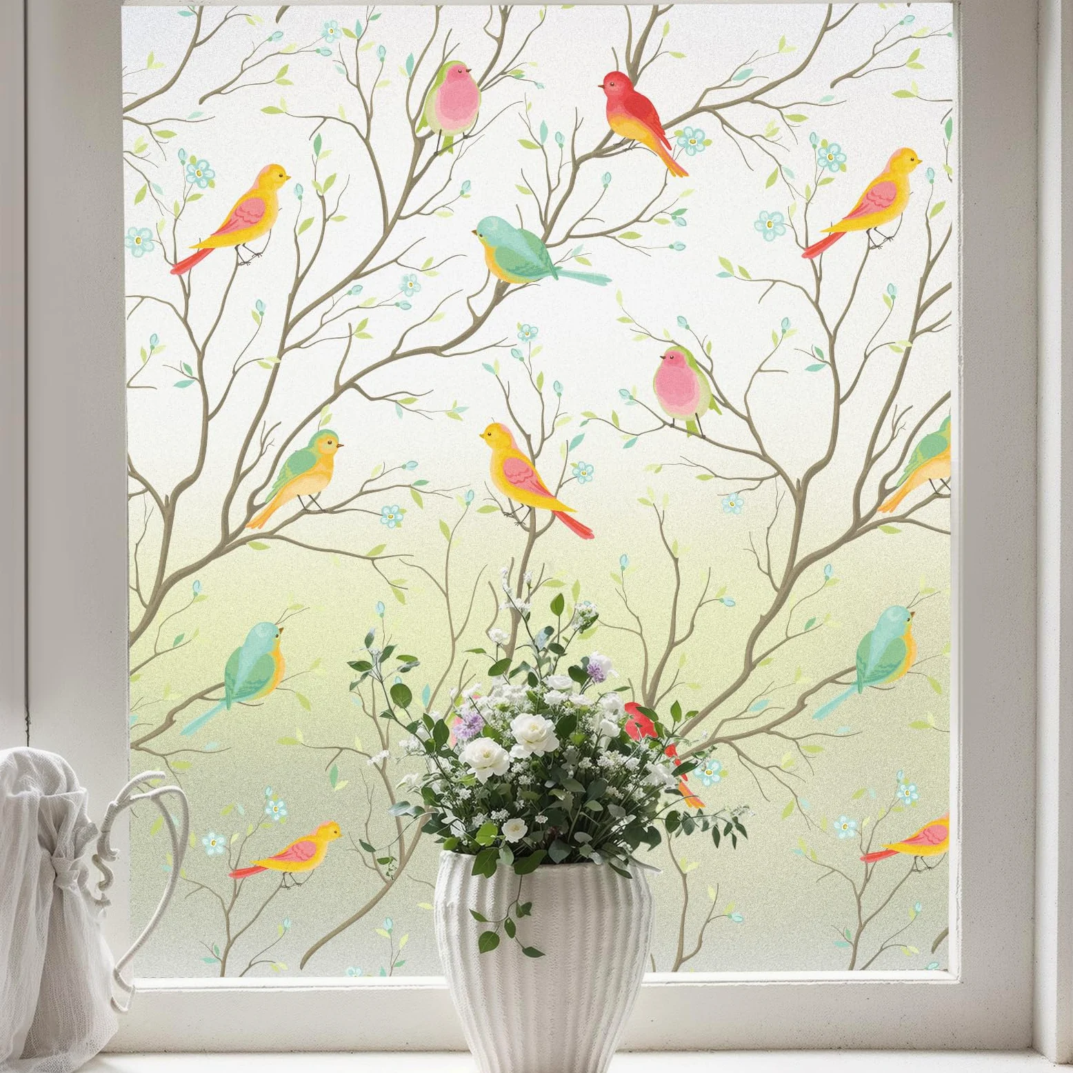 Coavas Film décoratif pour fenêtre en Verre dépoli - Autocollant Statique Non adhésif pour Porte d'entrée de Salle de Bain - Contrôle de la Chaleur - Anti-UV - 75 x 300 cm