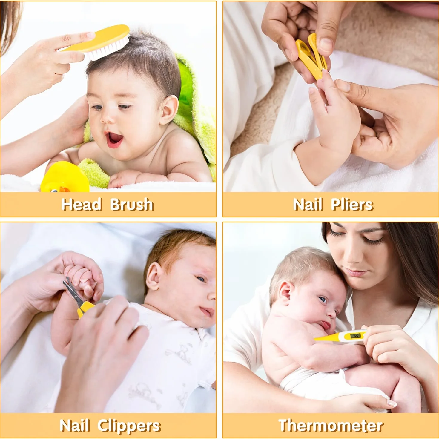 BelonLink Kit de Soin Bébé 13 Pièces Trousse Toilettage Portable Thermomètre Bain Coupe-ongles