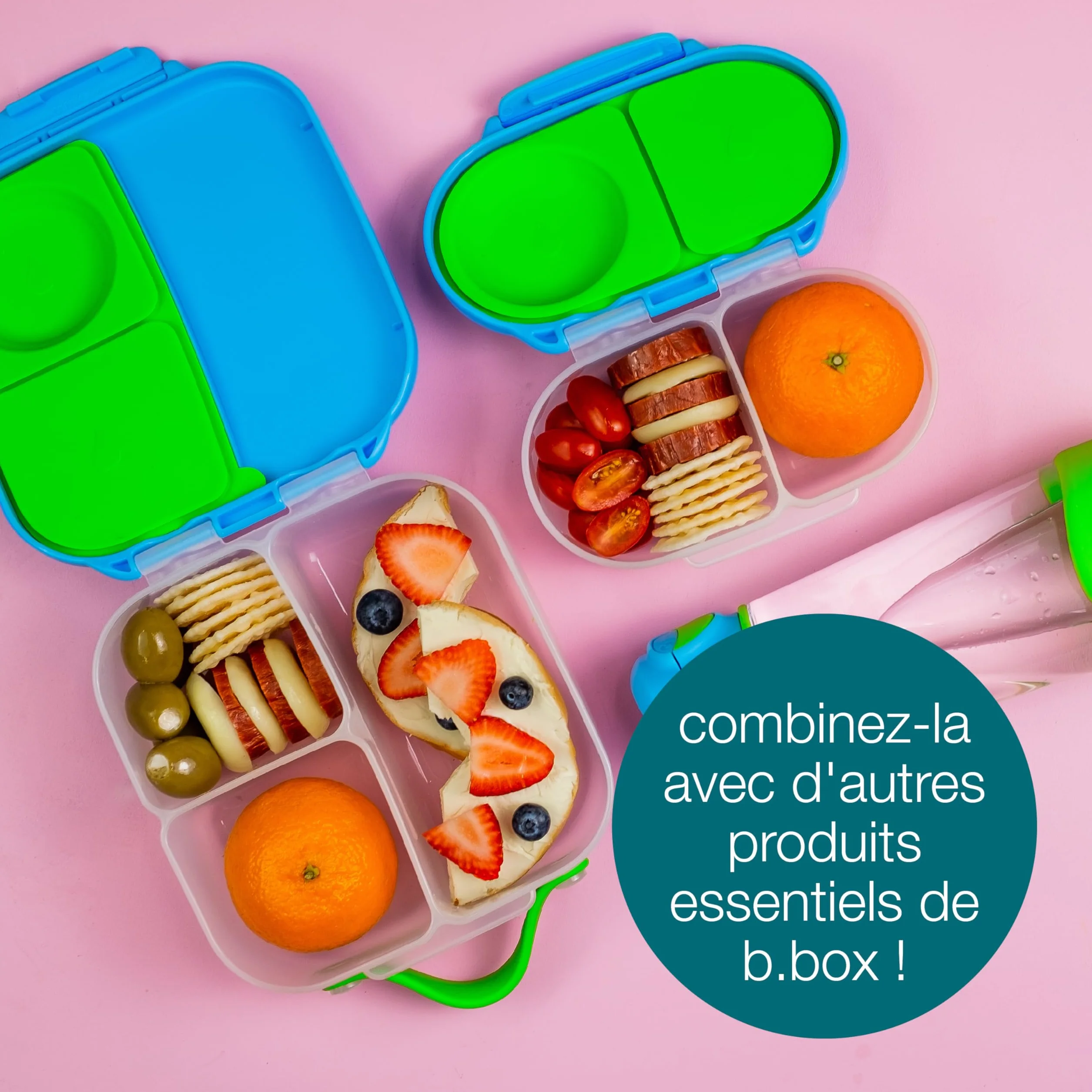 b.box Mini Boîte à Bento 2 Compartiments Étanches Sans BPA