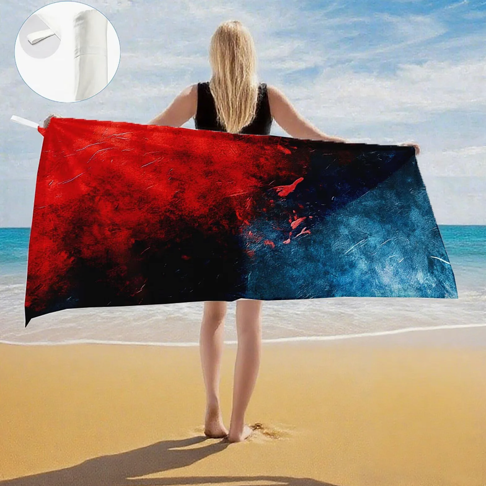 Serviette de Plage XXL 100x200 cm,Bleu Serviette Plage Microfibre avec Séchage Rapide, Anti-Sable, Absorbante Fonction Design pour Vacances Piscine Pique-Nique Voyages Yoga, Cadeau Femme Q-679