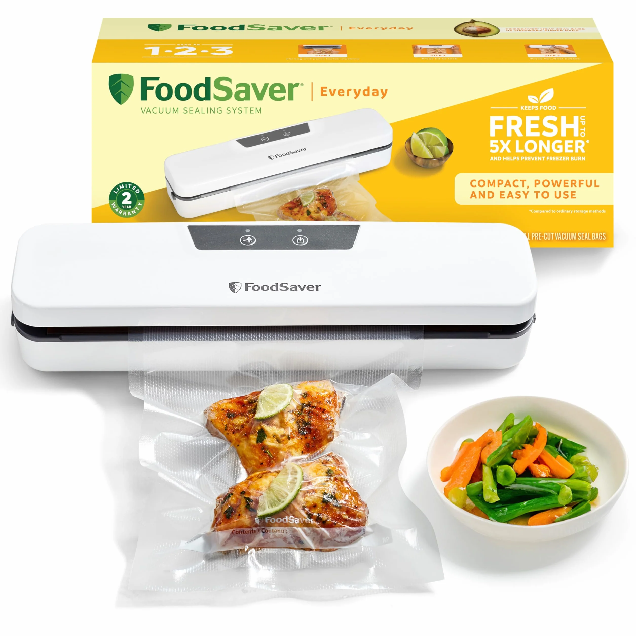 FoodSaver Appareil de mise sous vide avec design compact VS0290X 5 sacs