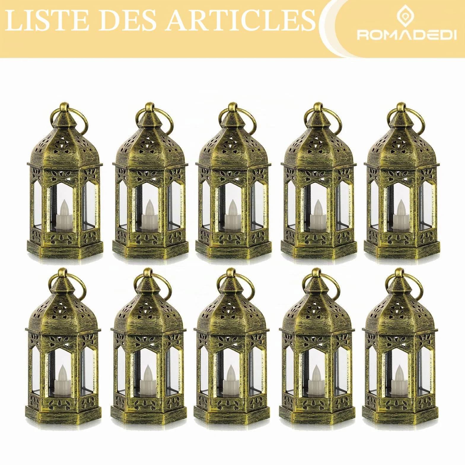 Lanterne LED Exterieur Lot de 10 Bougie Doré Decorative Halloween Mariage Noel