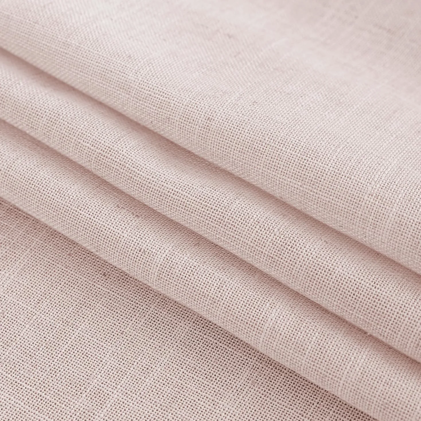 CUCRAF Rideau avec Oeillets Voilage Lin Semi-Transparent, Vieux Rose 140x245cm Lot de 2