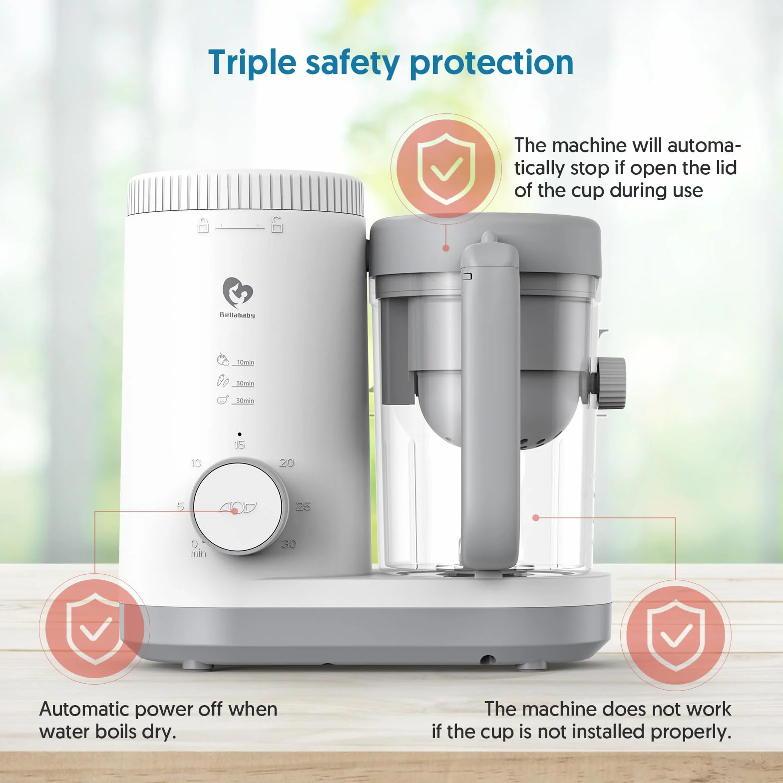 Robot Cuiseur Mixeur Bébé avec Panier à Vapeur Réversible, Cuiseur Vapeur Bébé