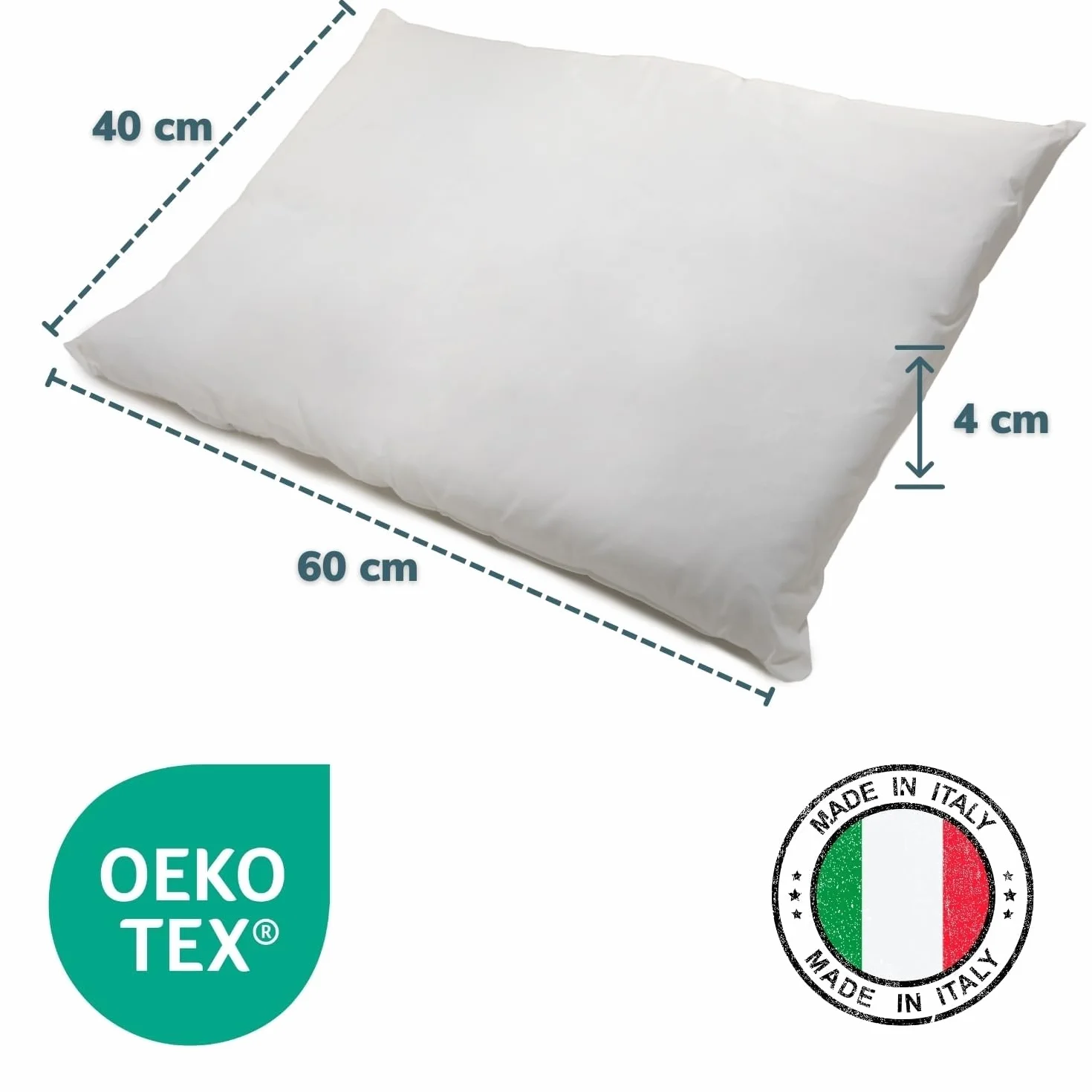 BabyTools Oreiller Enfant 40x60 Transpirant Résistant Acariens Taie 100% Coton Oeko-TEX Fabriqué Italie