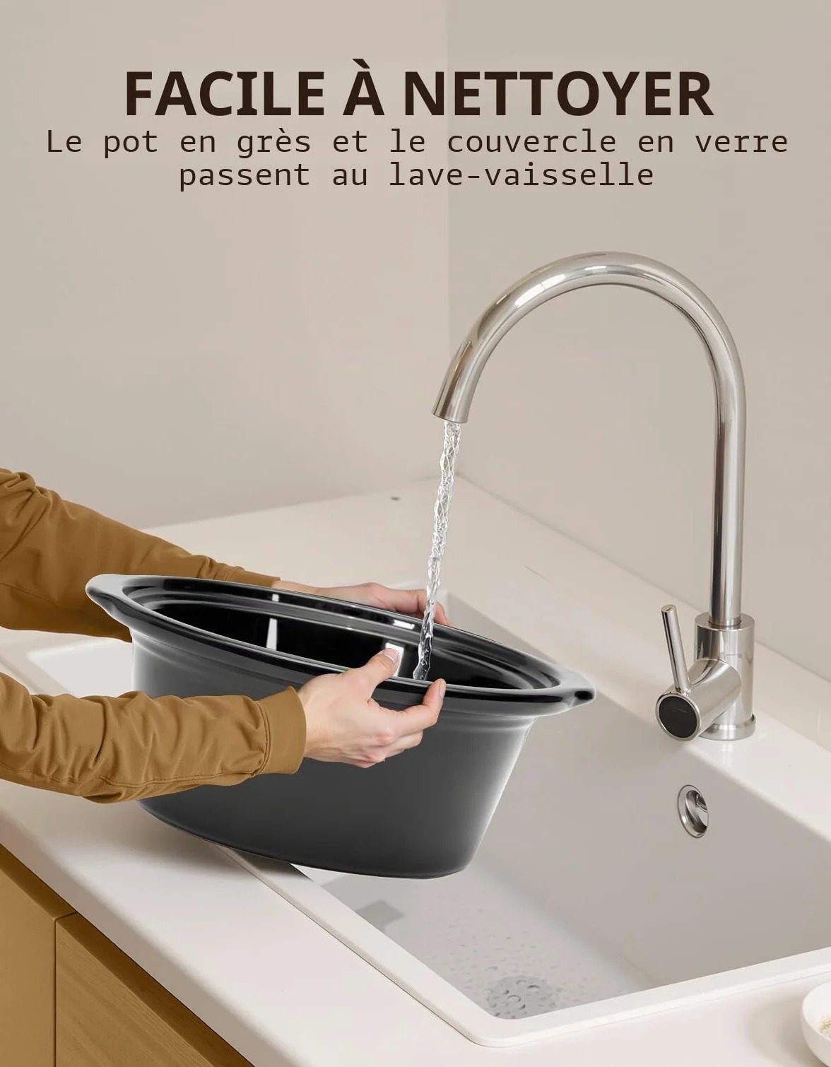 Slow Cooker 3,5L 200 W avec 3 niveaux de chauffage indicateur de puissance argenté