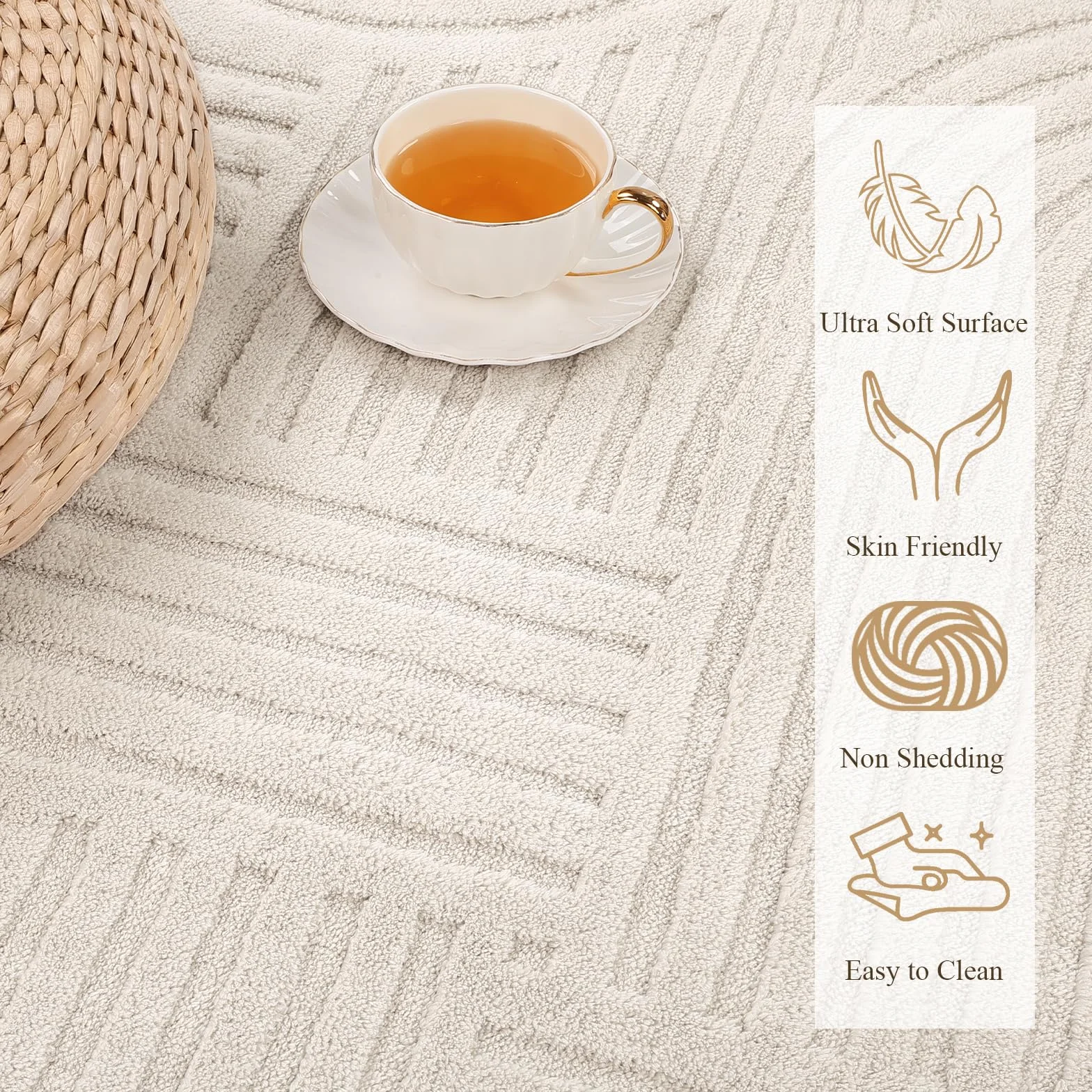 Tapis Salon Moelleux 160x230 cm Antidérapant Lavable en Machine Grand Tapis Salle à Manger Intérieur