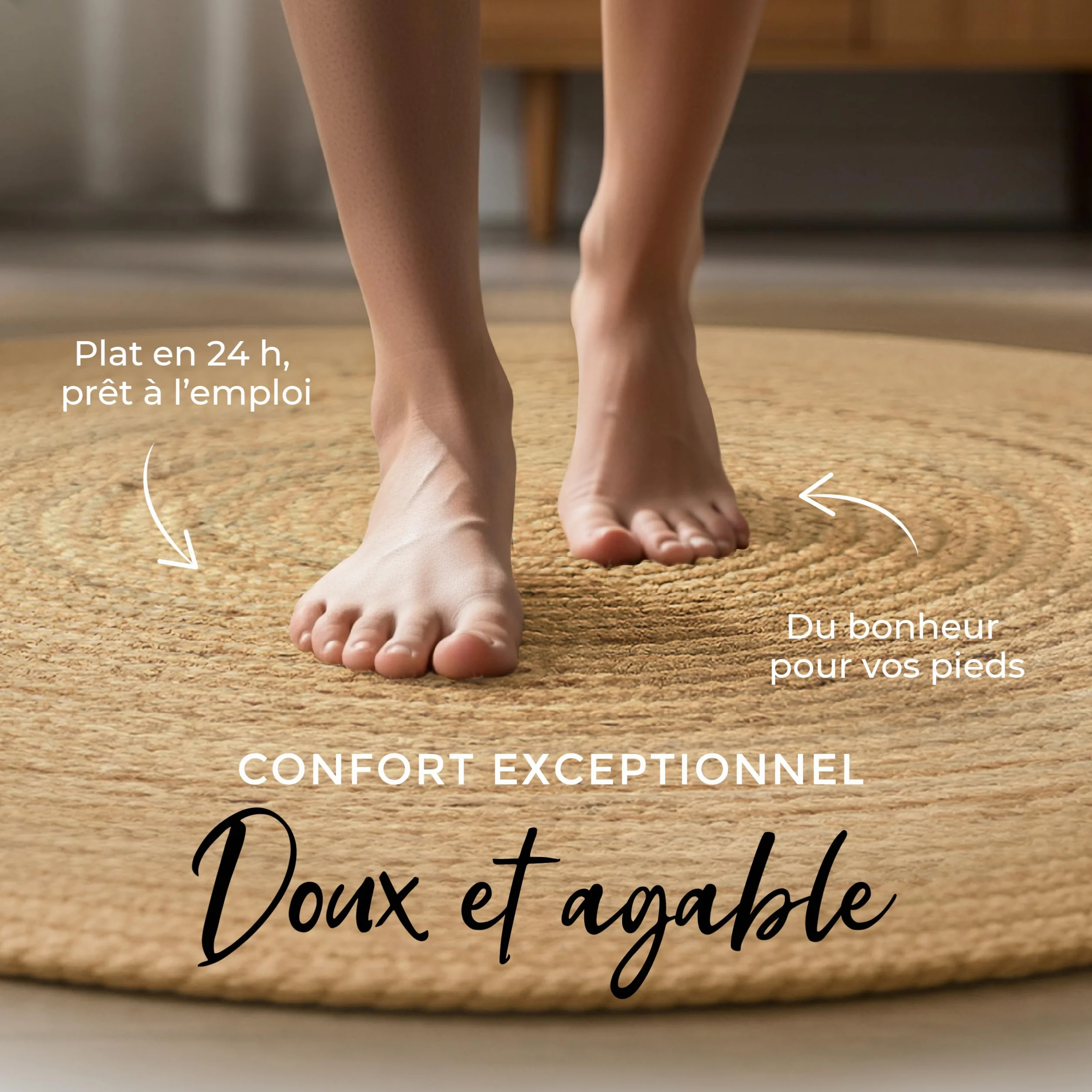 Tapis de Jute Nele Ronde Beige Ø 60 cm